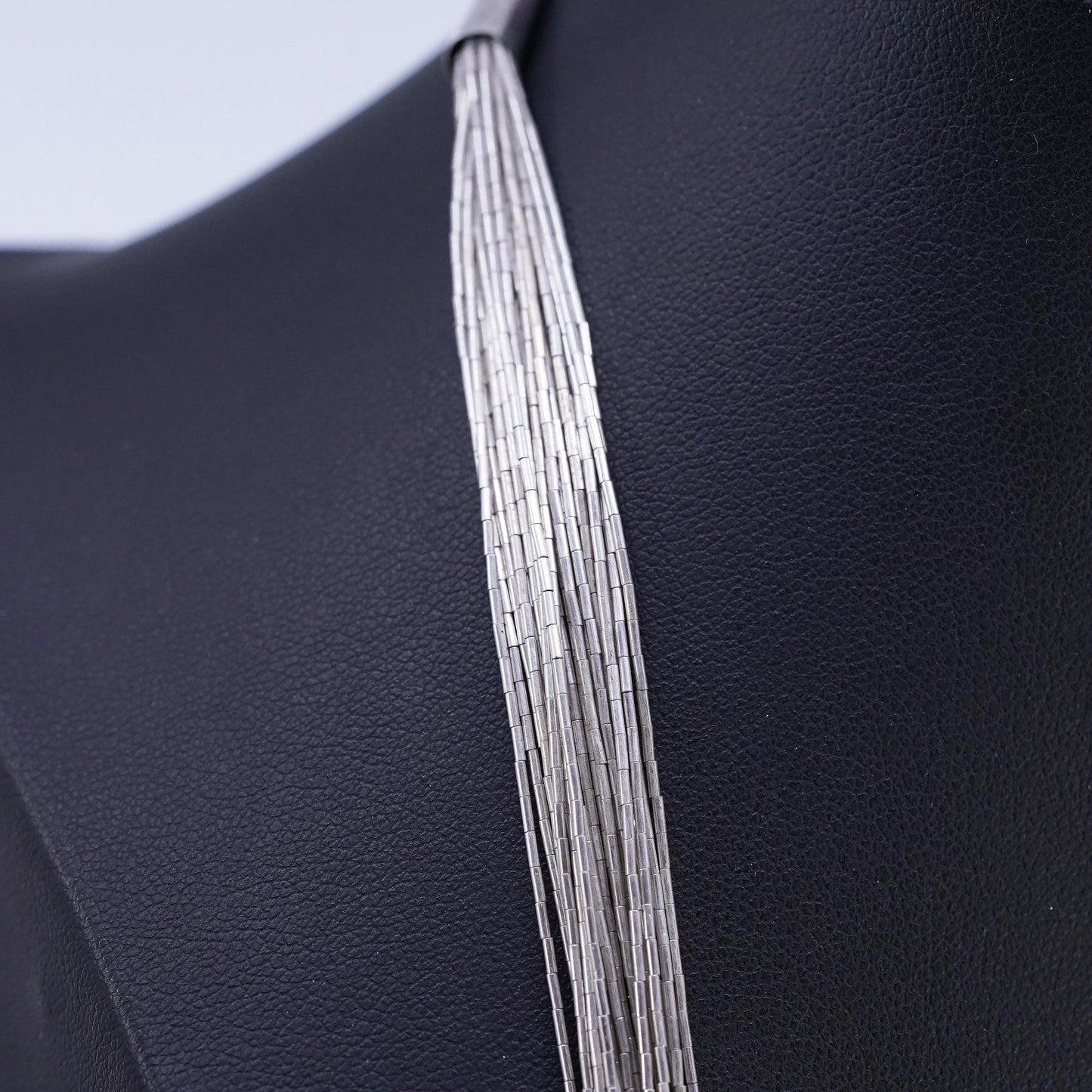 30", Native American Sterling 925 multi 20 strands liquid silver necklace