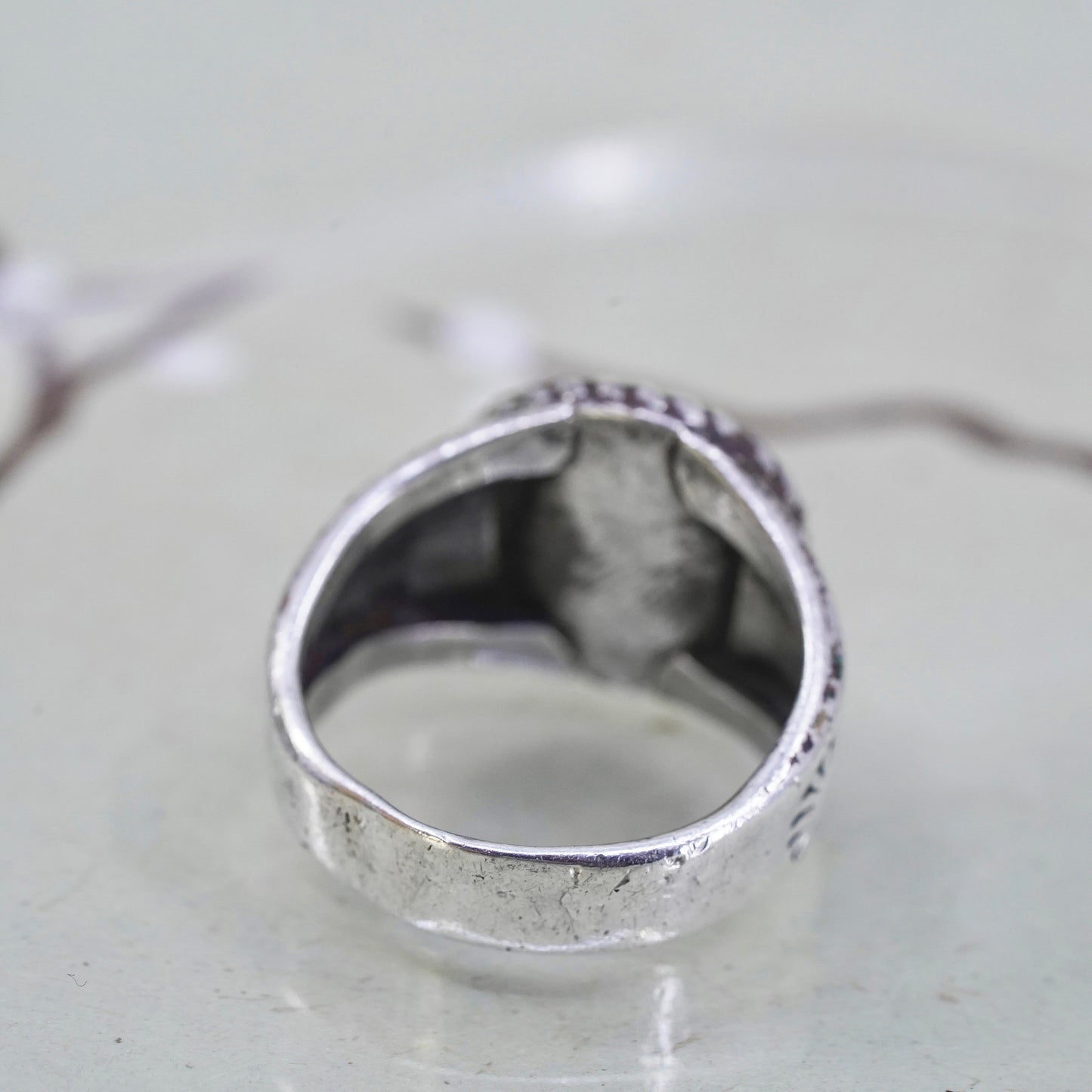 Size 8, Native American sterling 925 silver ring with turquoise, southwestern