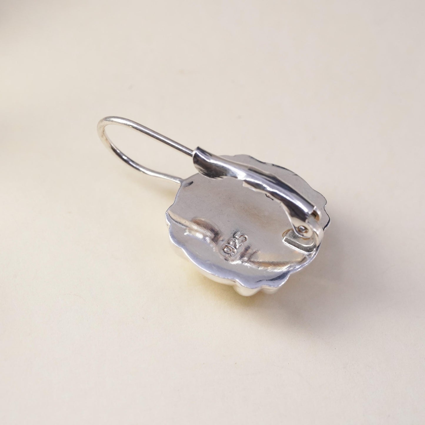 vintage modernist sterling silver 925 handmade single circle earring lever back