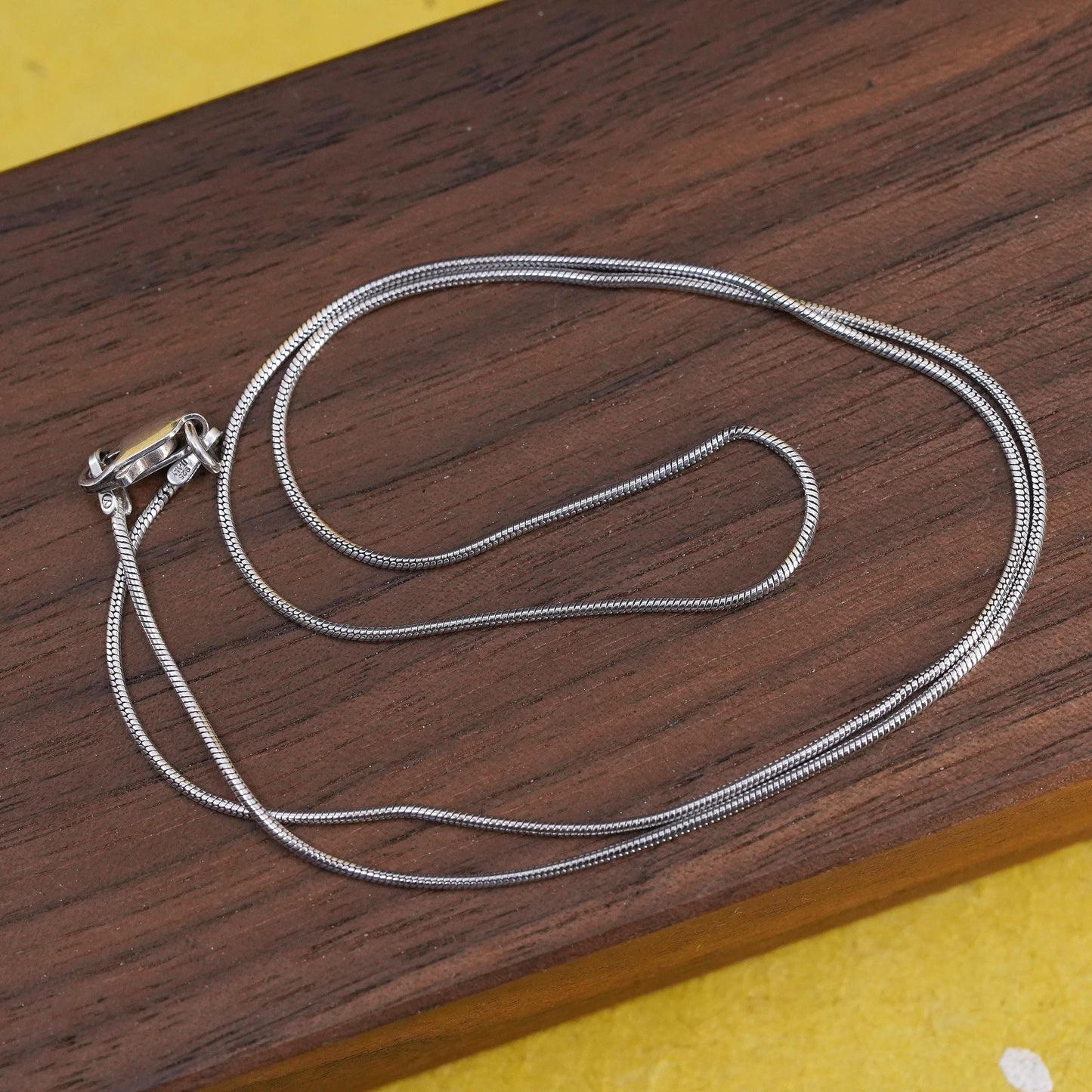18" 1mm, vintage Sterling silver necklace, Italy 925 snake chain