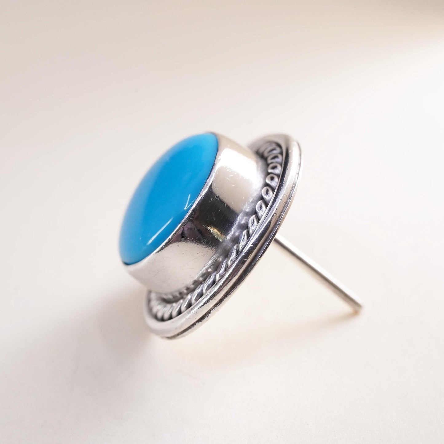 southwestern Mexican Sterling 925 silver stud with turquoise, single earring