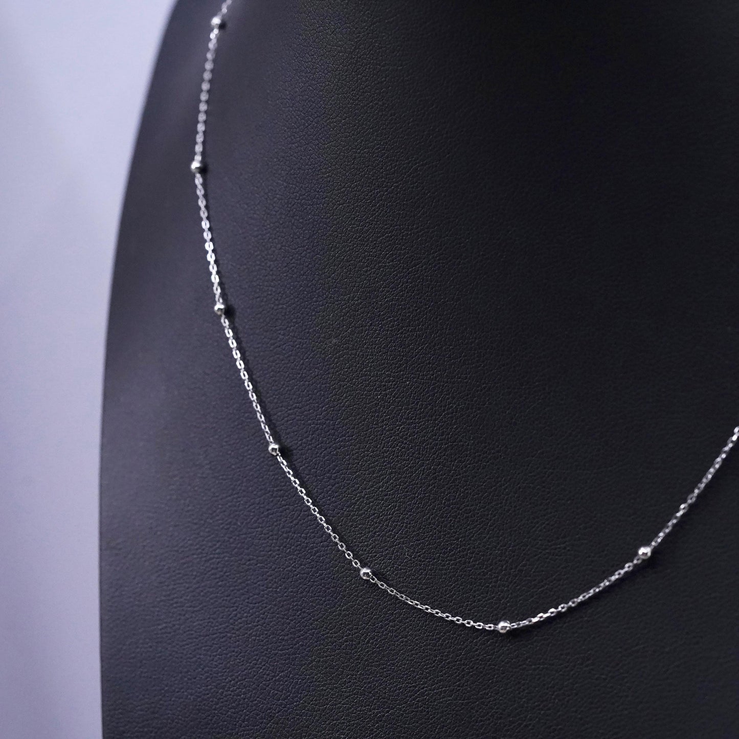 12+4”, 1mm, Vintage Sterling silver necklace, 925 bead chain