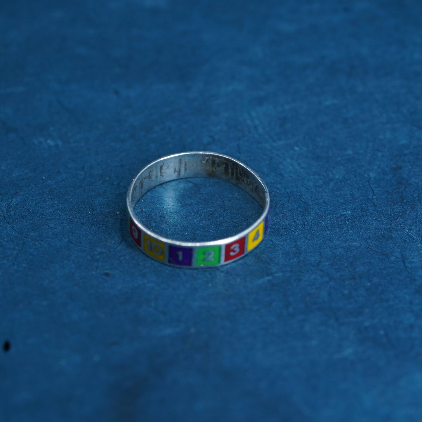 Size 7, vintage Sterling silver handmade ring, 925 stackable enamel band