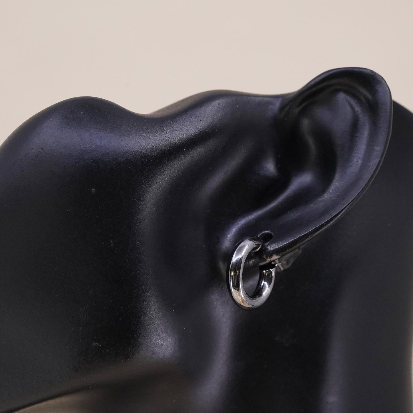 0.75", Vintage sterling silver loop single earring, minimalist primitive hoop