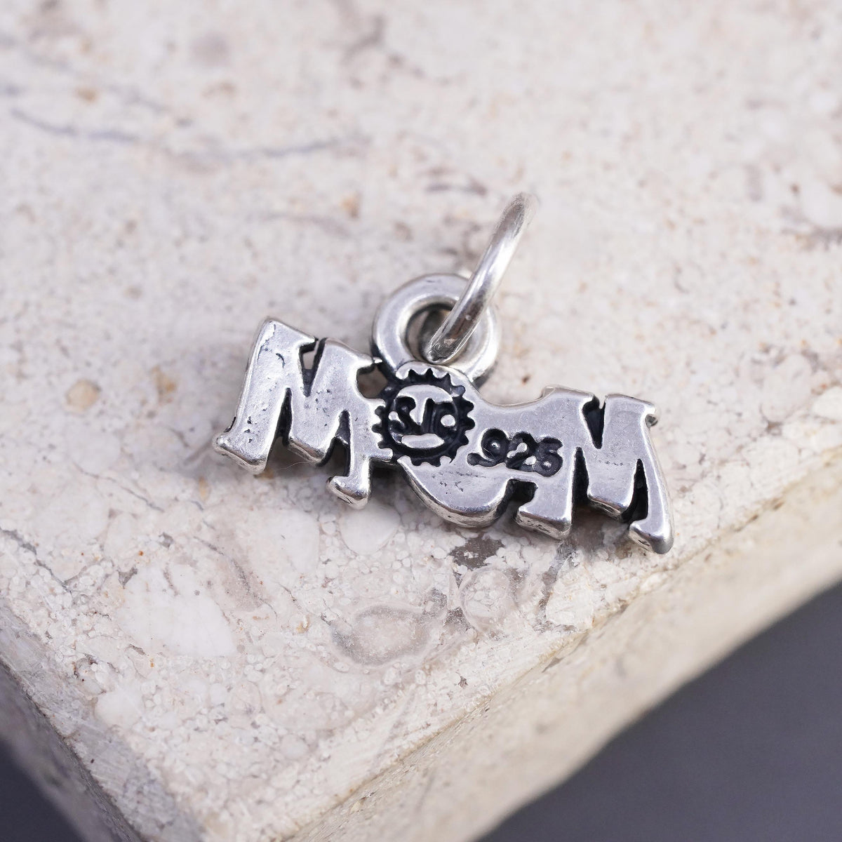 Vintage SJC Sterling silver handmade pendant, 925 mom charm, motherhood
