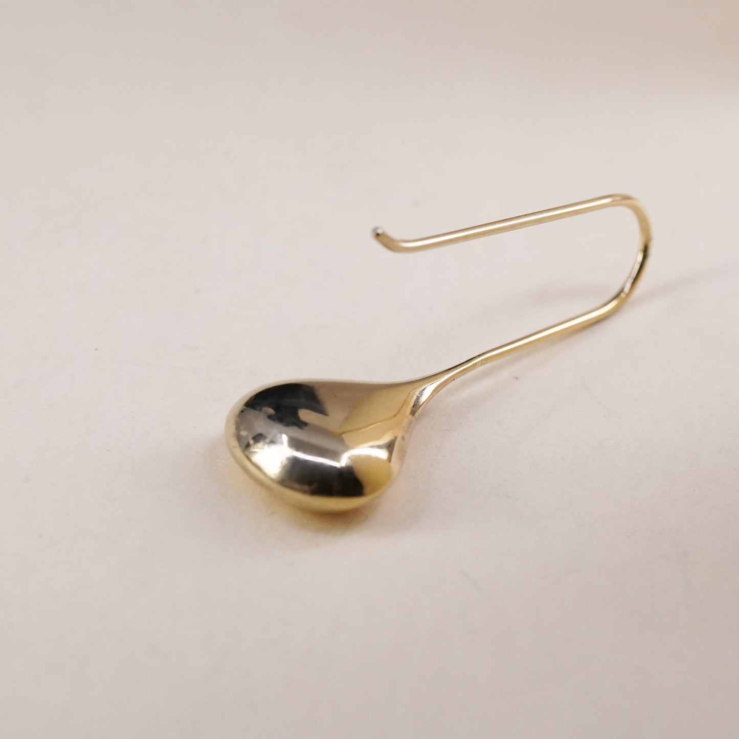 vintage modernist vermeil gold over sterling silver 925 single teardrop earring