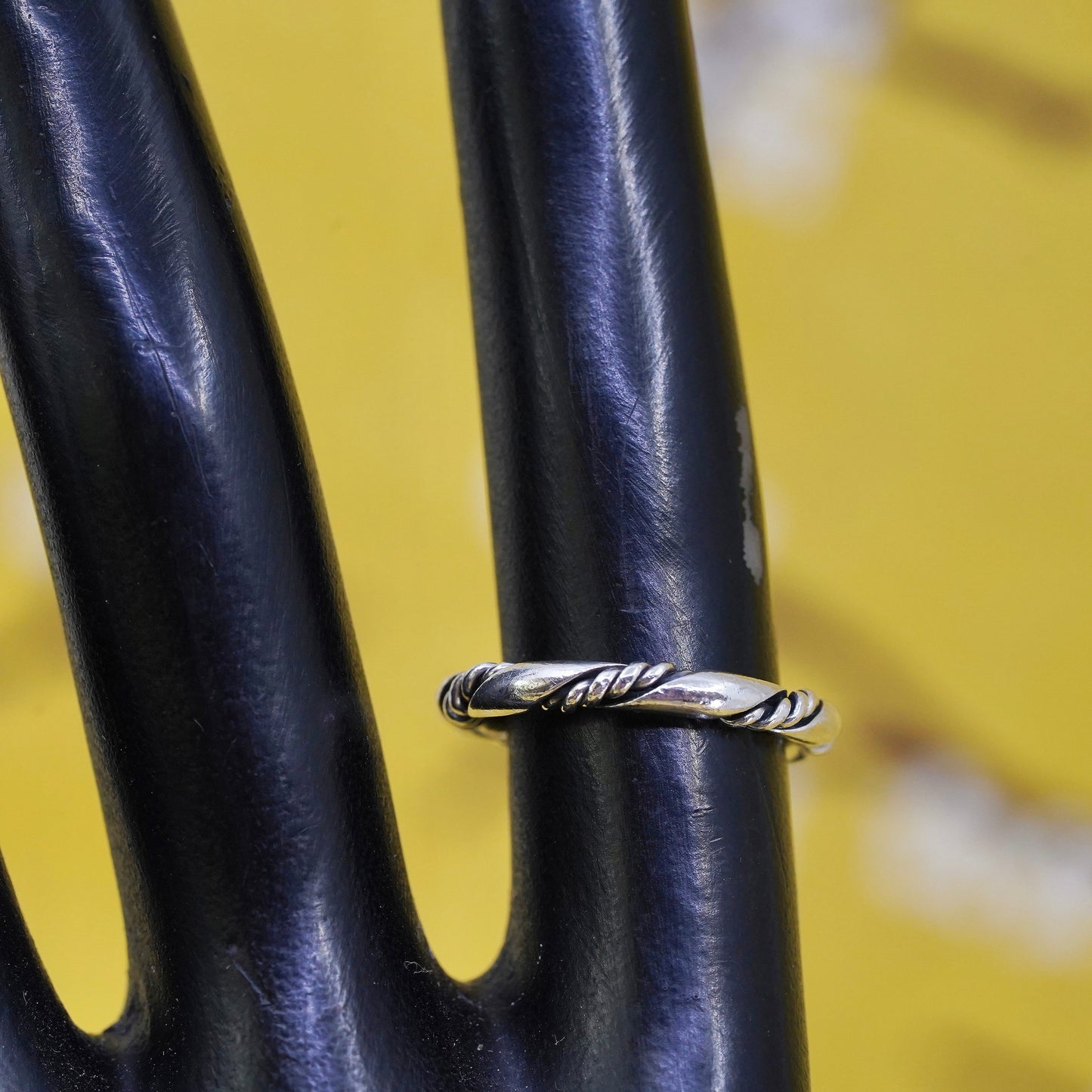 size 5, vintage Sterling silver handmade ring, Mexican 925 band with cable
