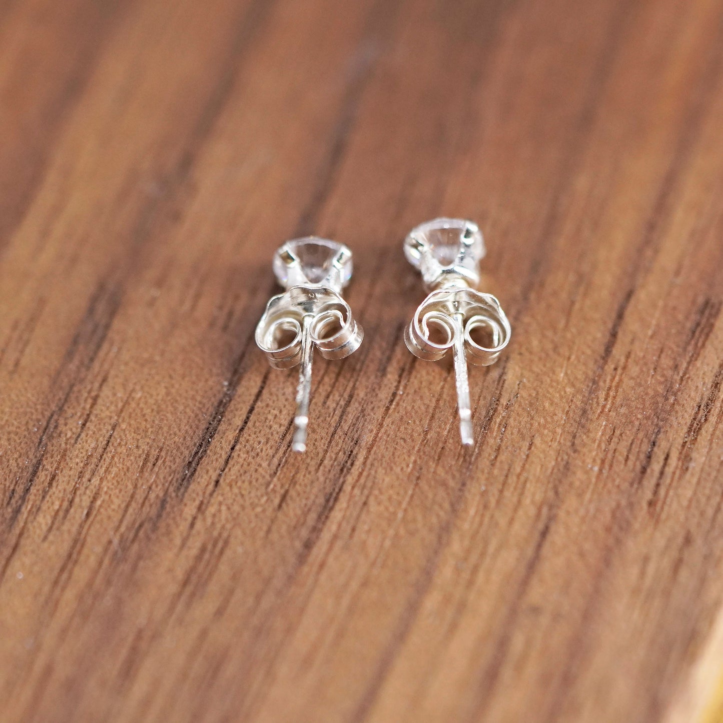 3mm, Sterling silver clear round crystal studs, cz earrings
