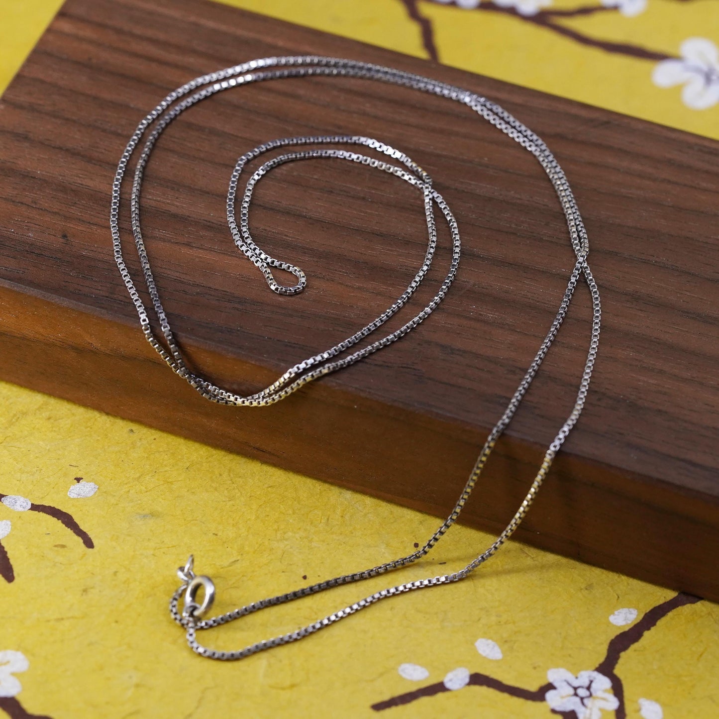 30”, 1mm, vintage Sterling silver box chain, Italy 925 necklace