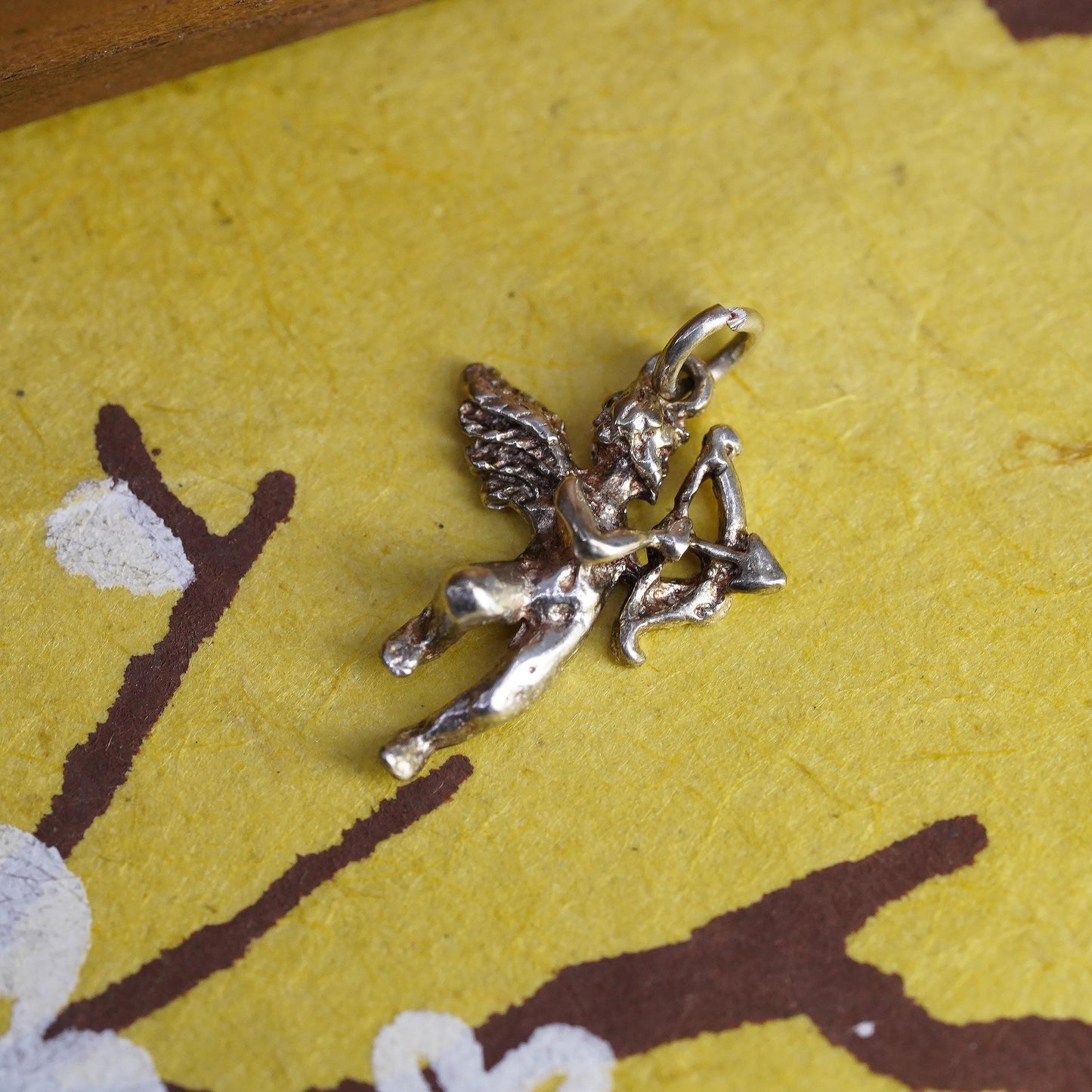 925 Sterling Silver Cupid Pendant Cherub Angel Bow Arrow Charm Love Jewelry