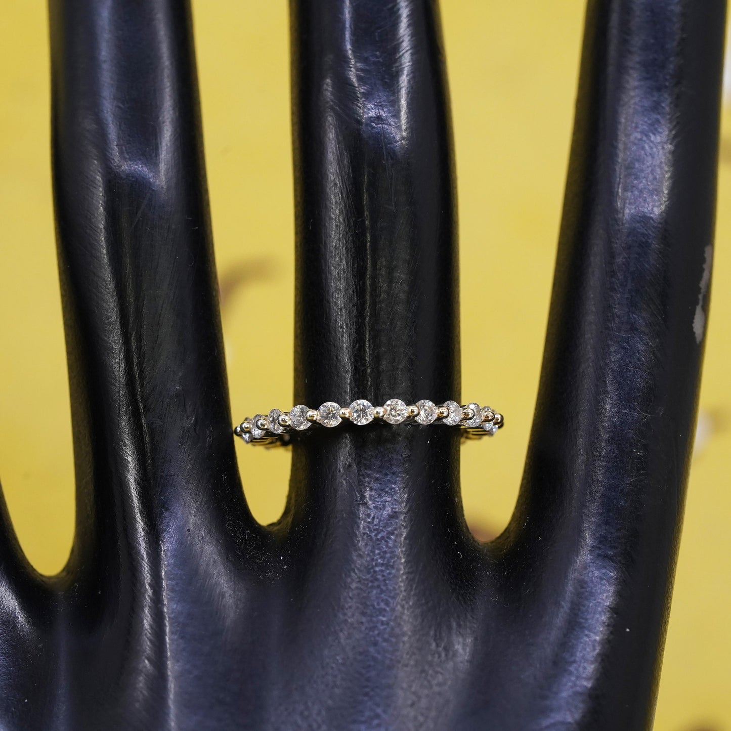 Size 7, vintage vermeil gold over Sterling silver ring, 925 stackable band cz