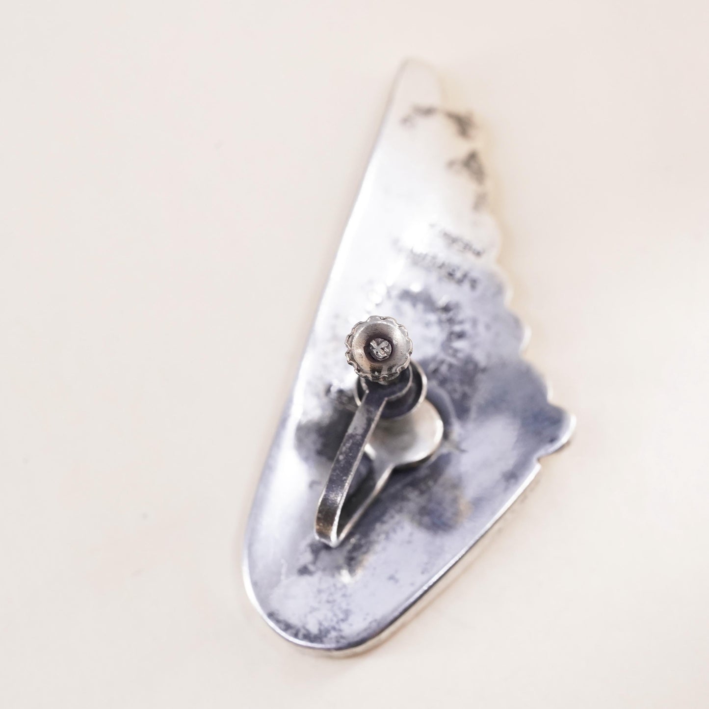 Vintage Mexican sterling silver single earring, 925 screw back with cut out