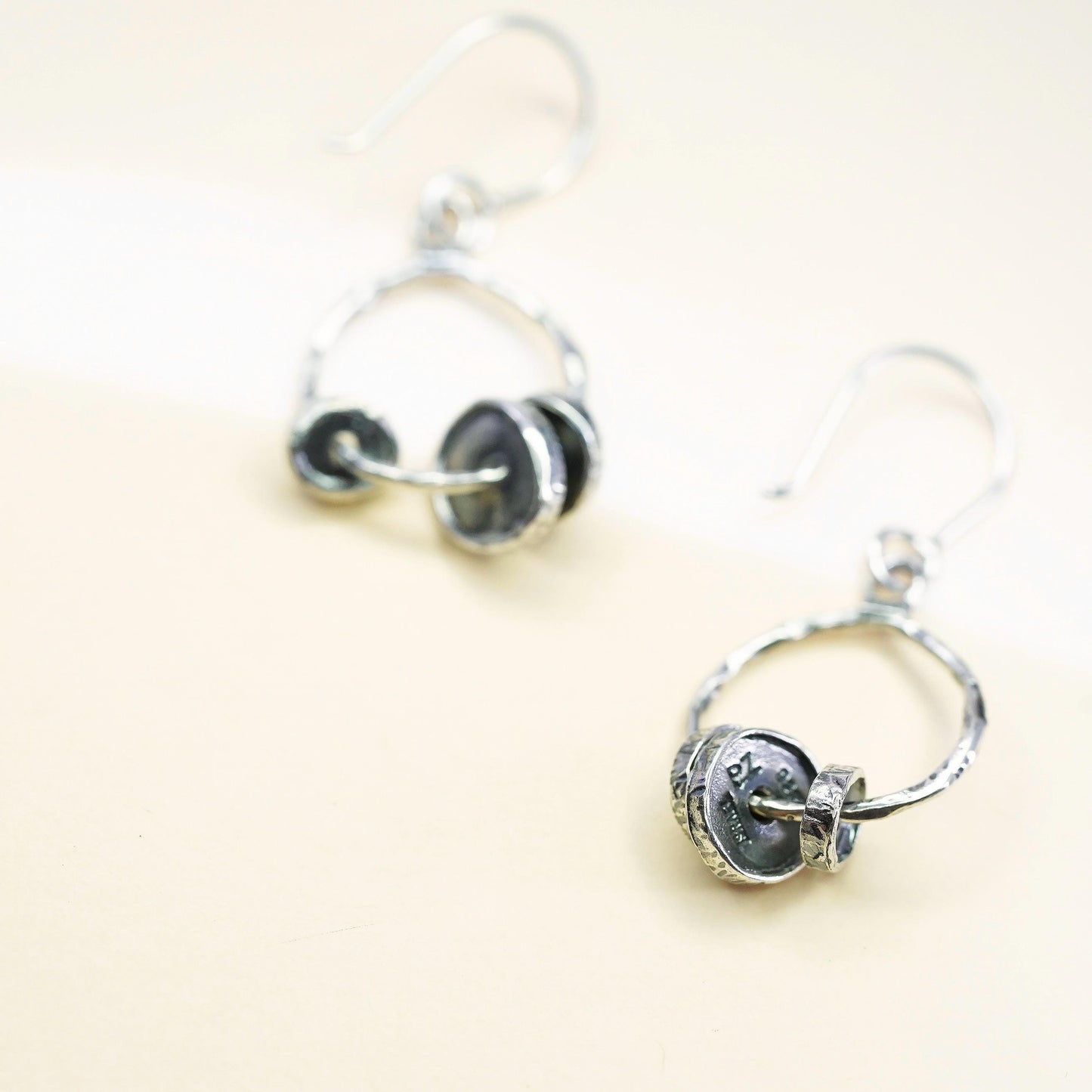 Vintage PZ Paz Israel Sterling Silver 925 hammered textured disc earrings beads