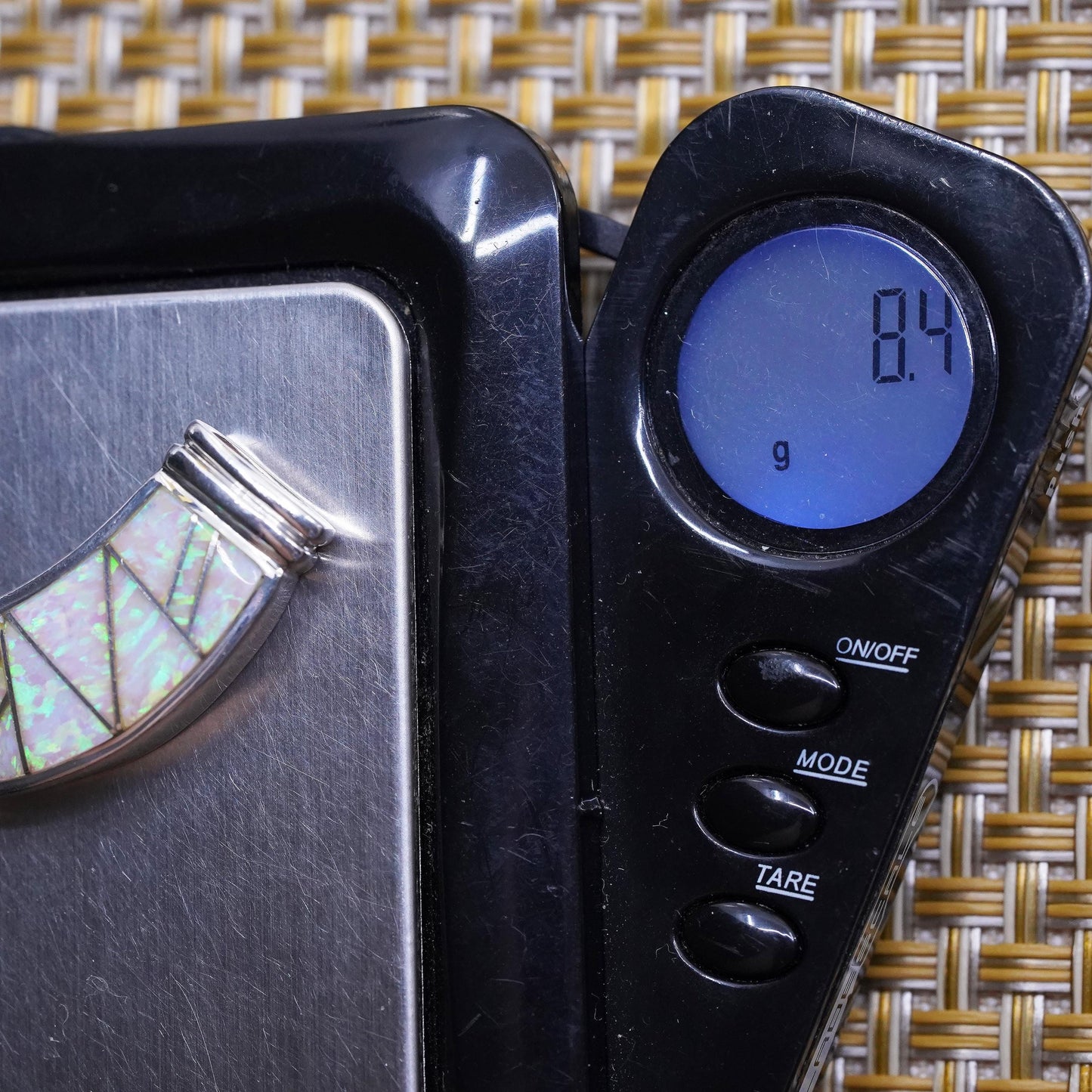 Vintage 925 Sterling Silver slide pendant pendant with opal inlay