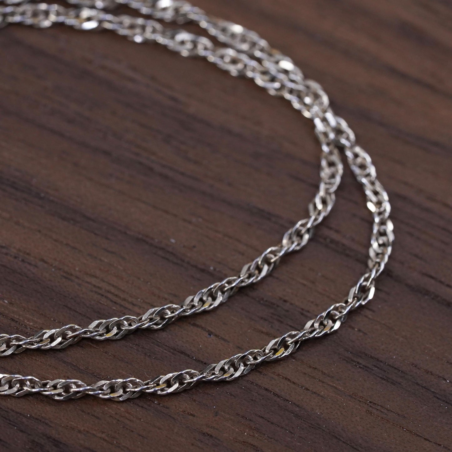 16" 2mm, vintage Sterling silver necklace, Italy 925 twisted curb chain