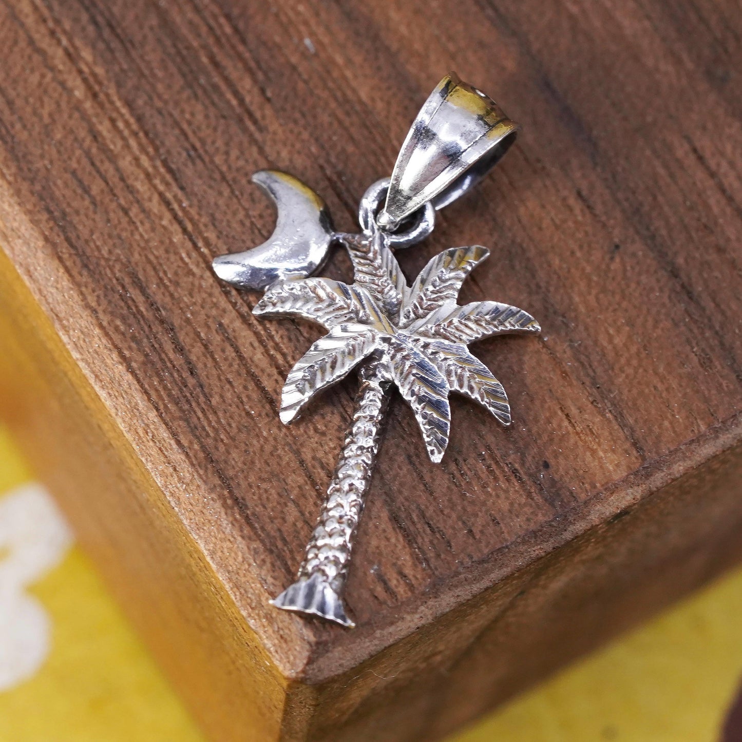 Vintage Sterling silver handmade pendant, 925 palm tree charm