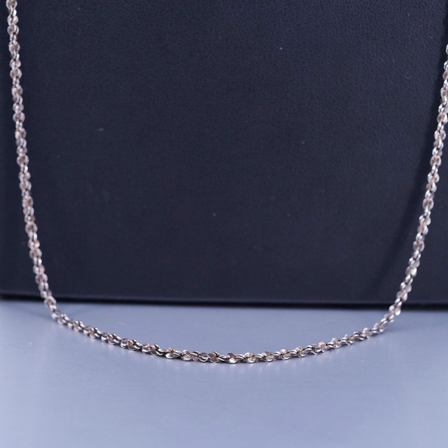 30” 2mm, vintage Sterling 925 silver bold twisted s link chain necklace