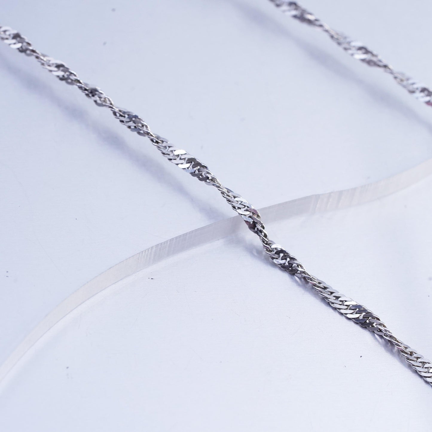 18" 2mm, vintage Italian Sterling 925 silver twisted curb chain necklace