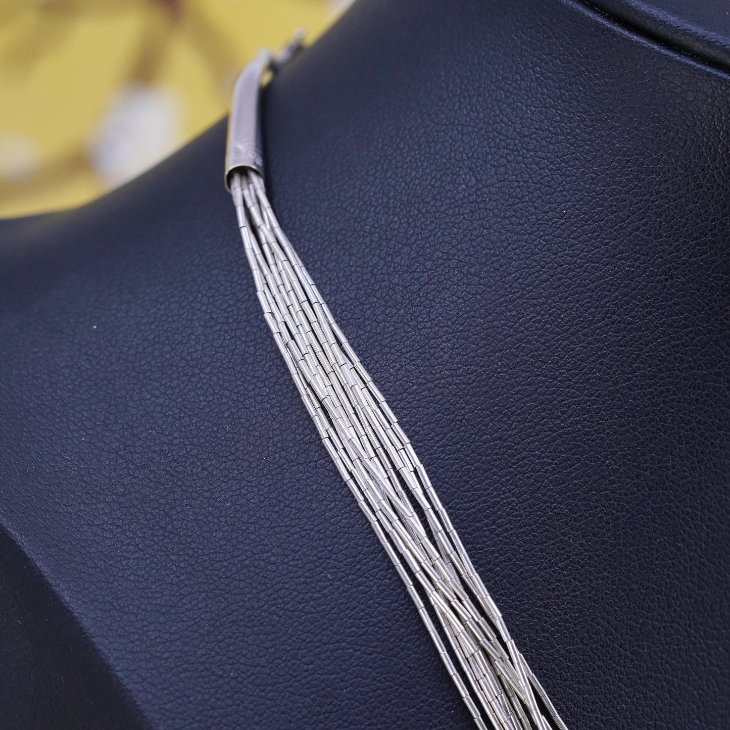 16”, Native American Sterling 925 liquid silver multi 10 strands chain necklace