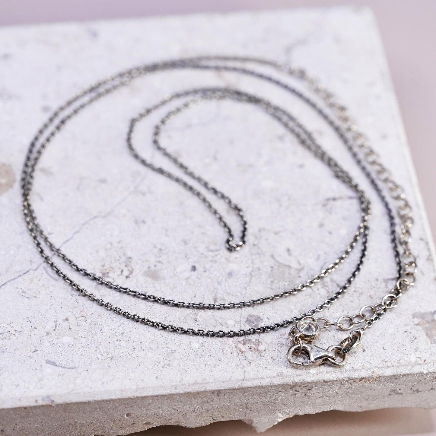 26+4", vintage Sterling silver extra long necklace, 925 circle link chain