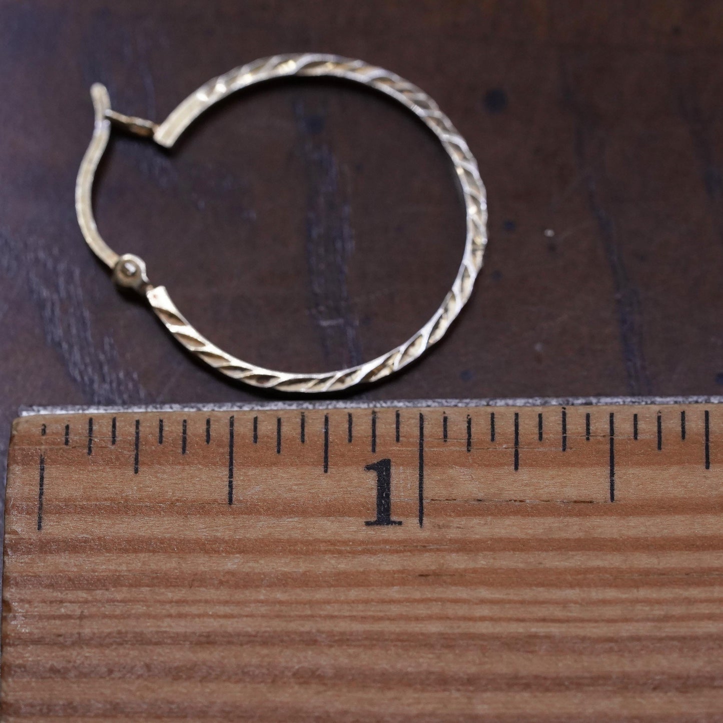 0.75", Vintage vermeil yellow gold over sterling silver single earring, hoop