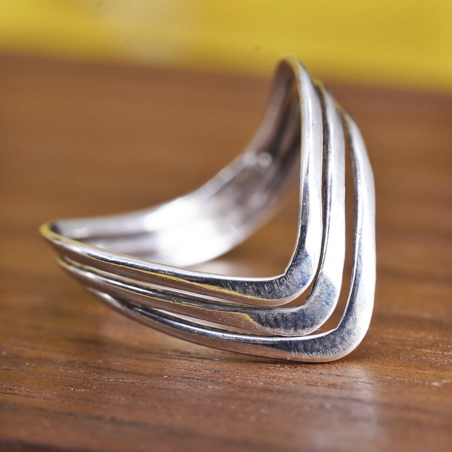 Size 7.5, vintage Sterling silver handmade ring, Modern 925 wavy band