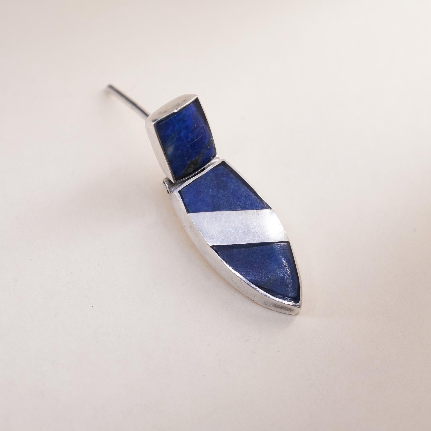 Native American Southwestern sterling silver 950 single earring lapis lazuli