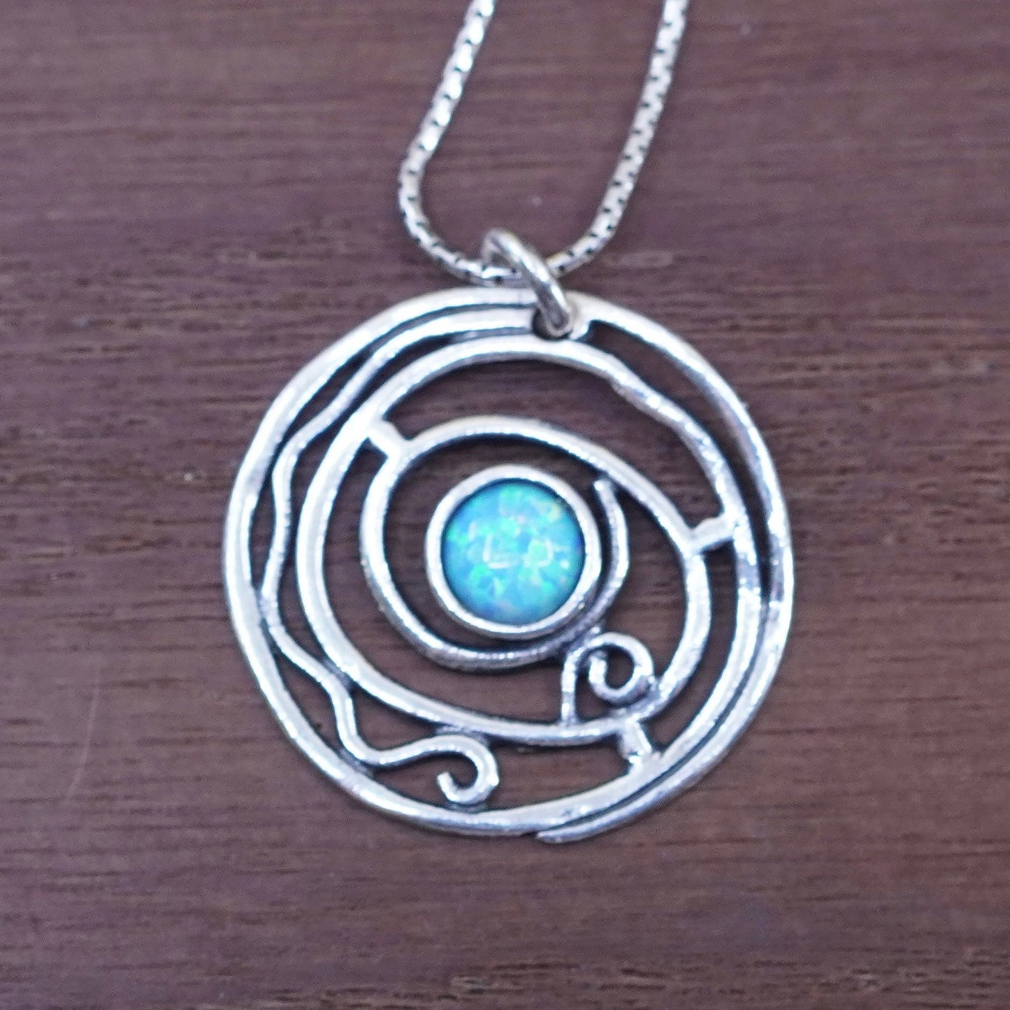 17”, Shablool Didae Sterling 925 silver necklace, snake chain opal pendant