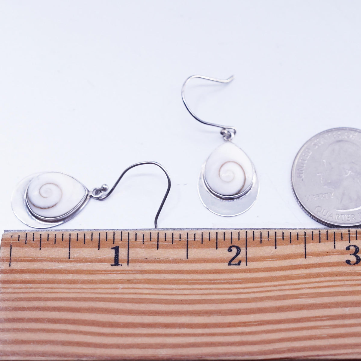 Sterling 925 Silver Shiva eye teardrop earrings | Mexican Jewelry, fossil shell