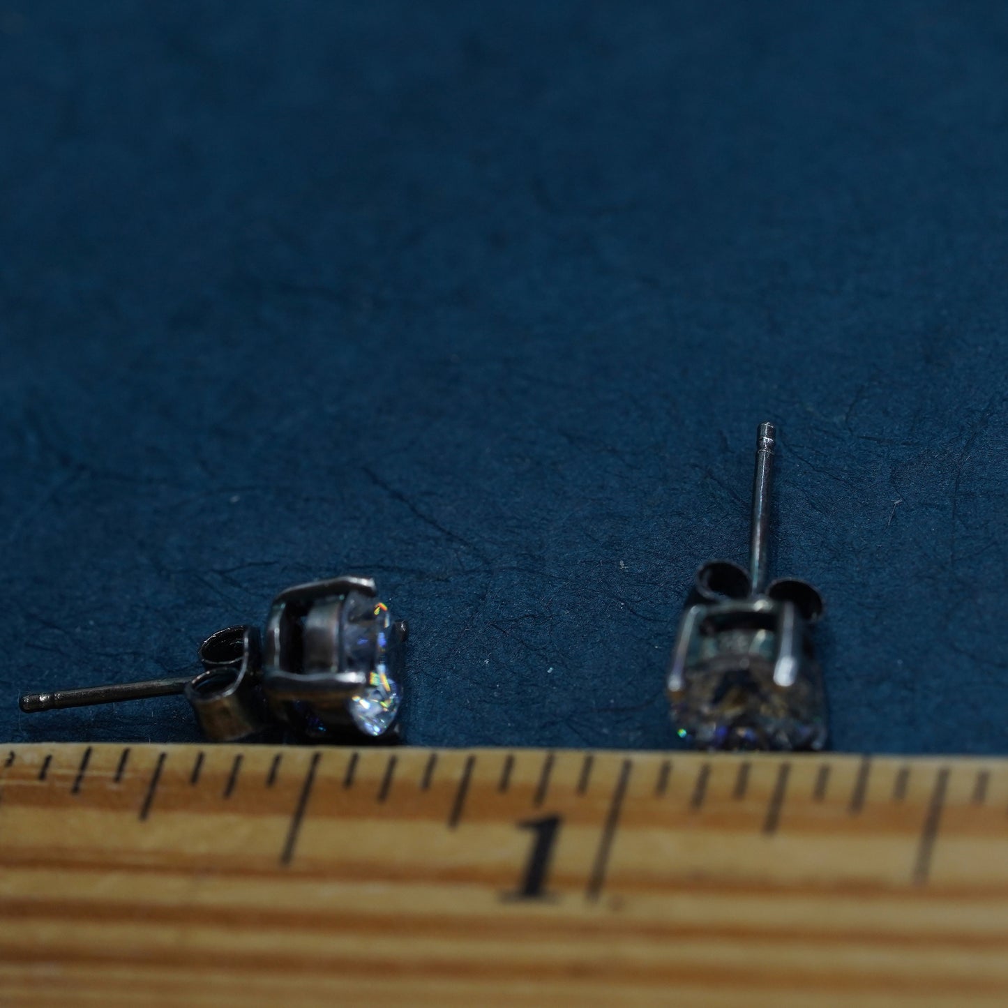 5mm, Vintage sterling silver handmade earrings, 925 studs with CZ