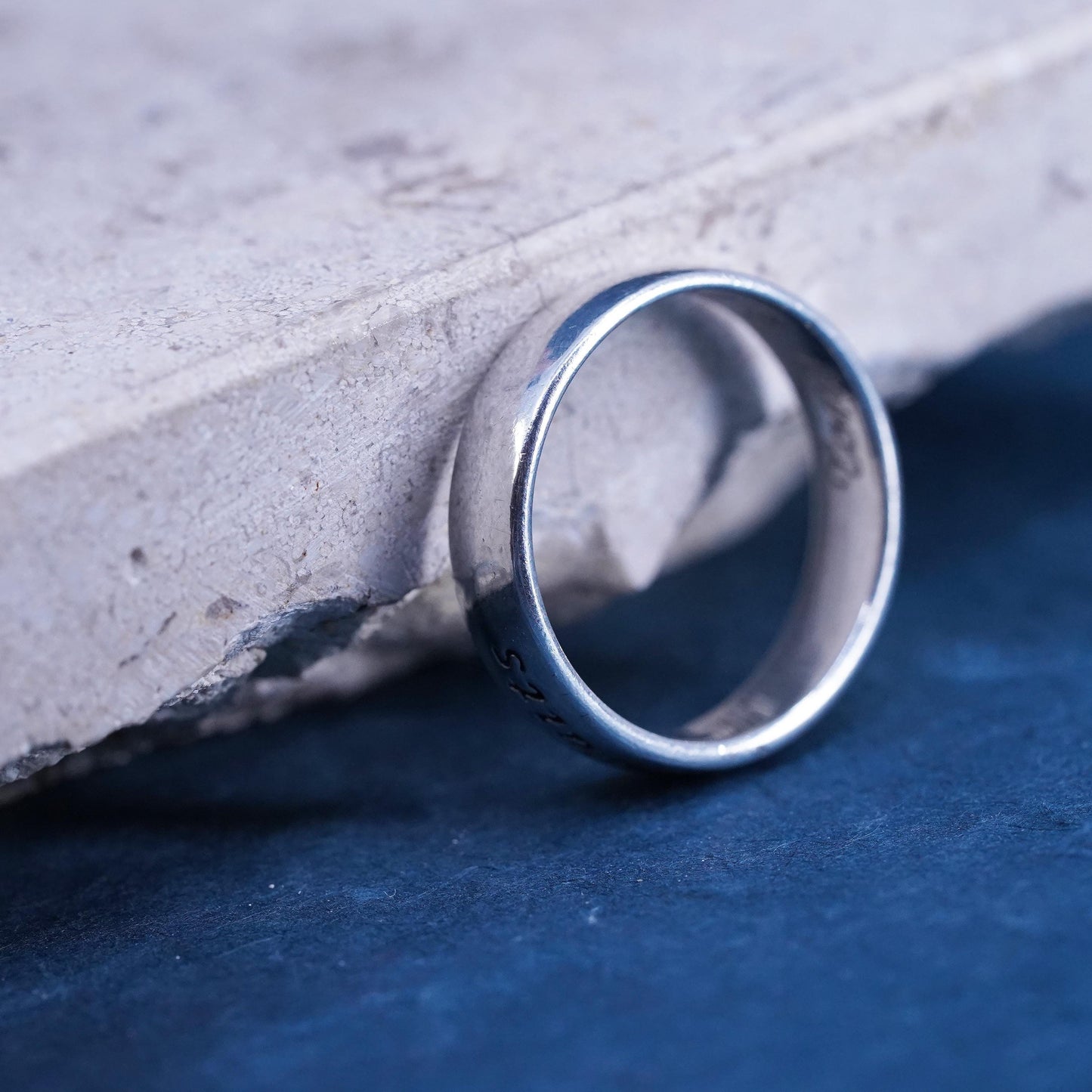 Size 8, vintage Sterling silver prayer ring, 925 band engraved "true love waits