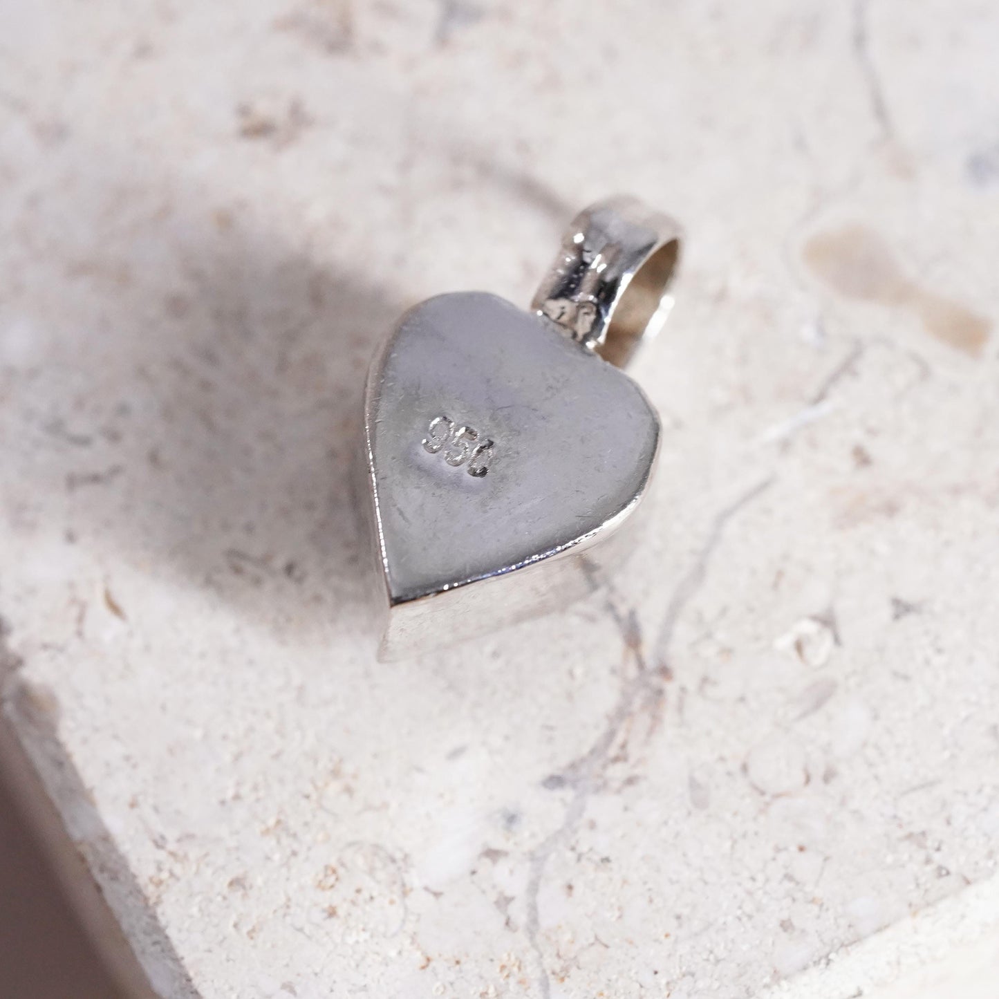 Vintage Sterling silver 950 handmade pendant with red bean