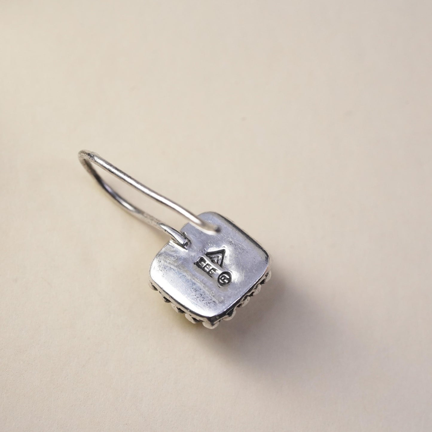 Retired Silpada W1394 Pearl Button Square single earring .925 Sterling Silver