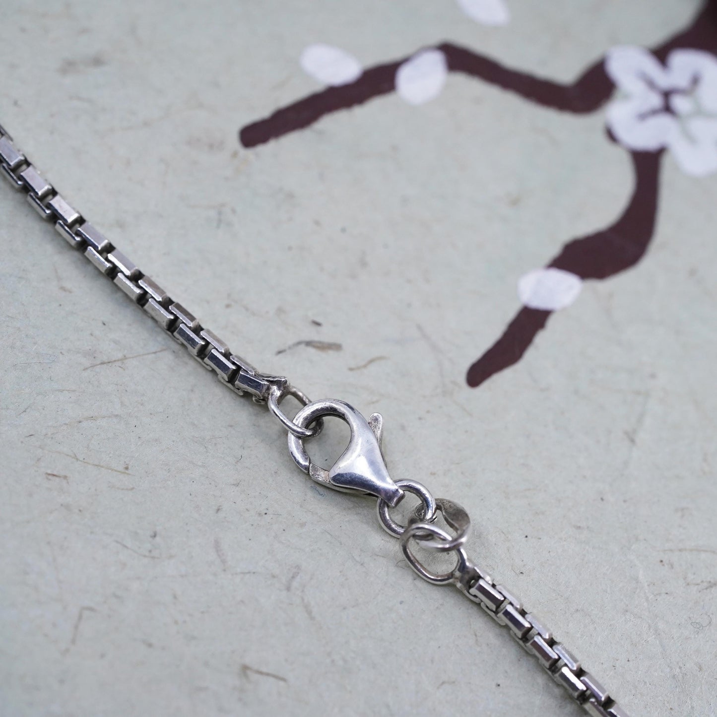 18" 2mm, Vintage sterling silver Italian 925 silver box chain, necklace