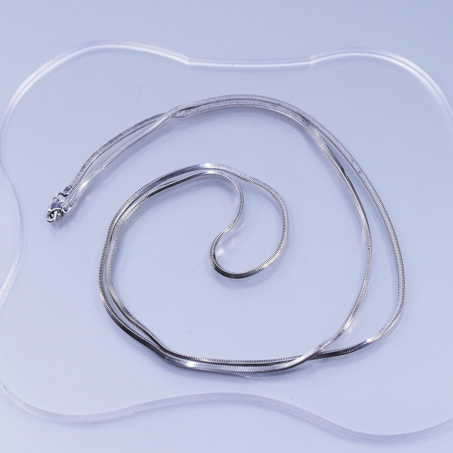 30” 2mm, vintage Italian Sterling 925 silver square snake chain necklace