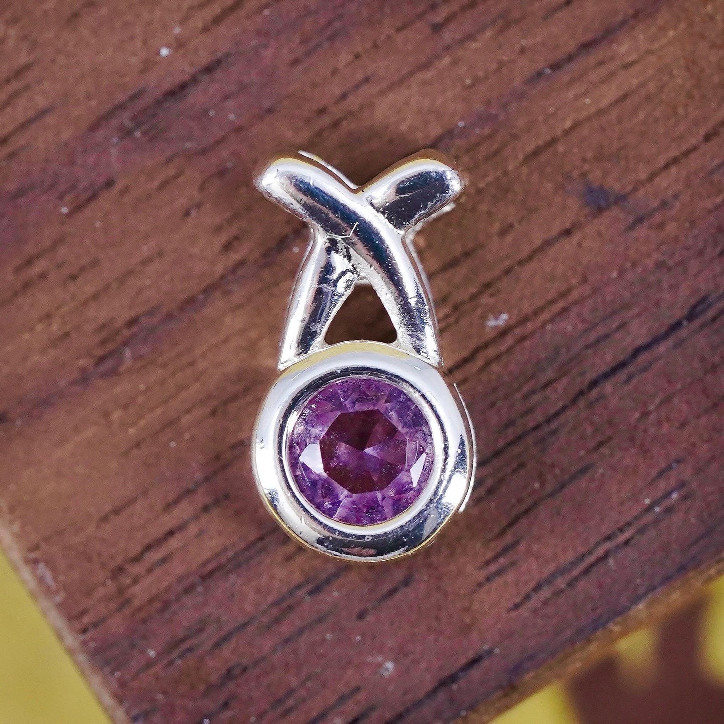 Vintage Sterling 925 silver handmade pendant with pink cz