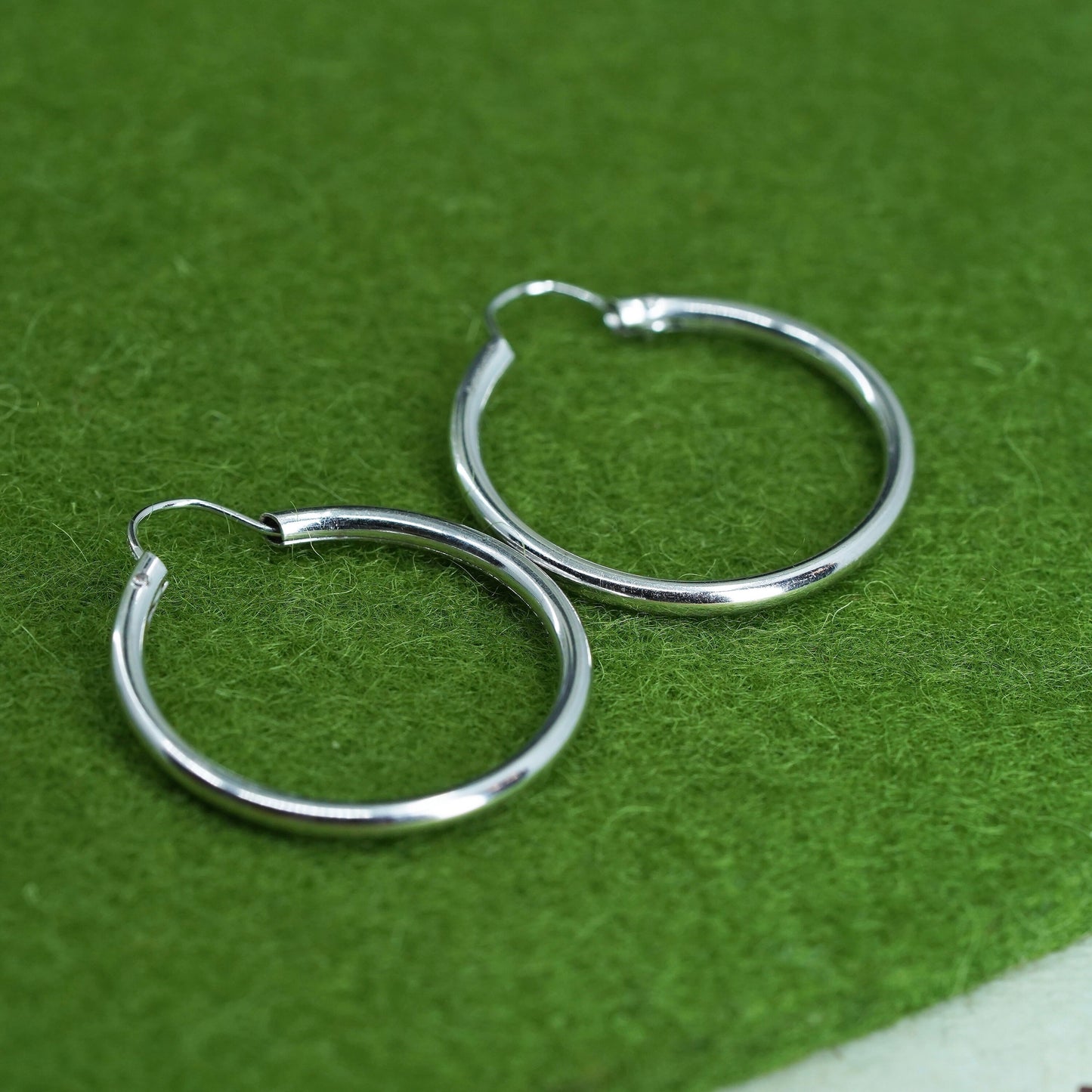 1” Vintage sterling 925 silver earrings, fashion minimalist primitive hoops