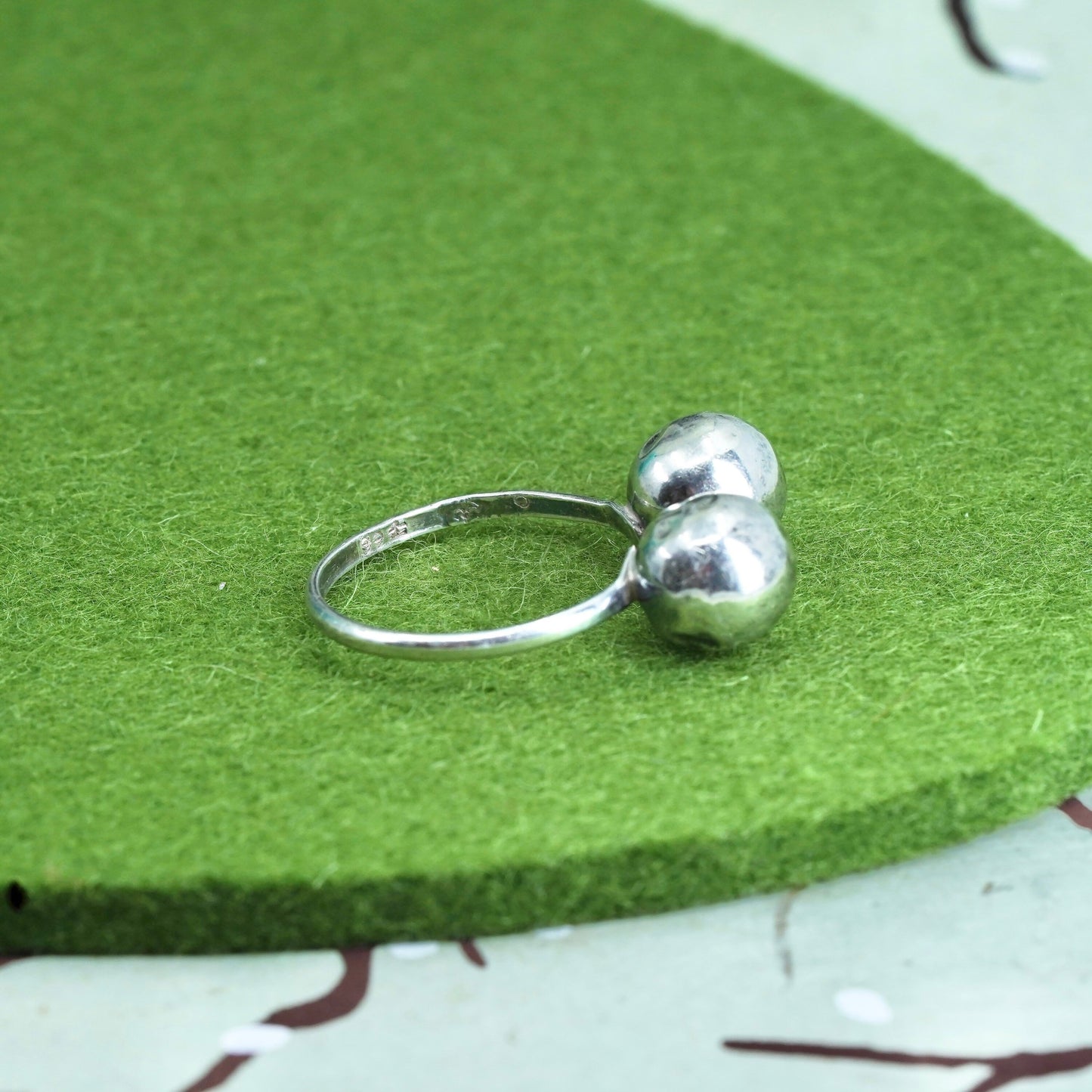 Size adjustable, sterling silver handmade statement ring, 925 band with bead