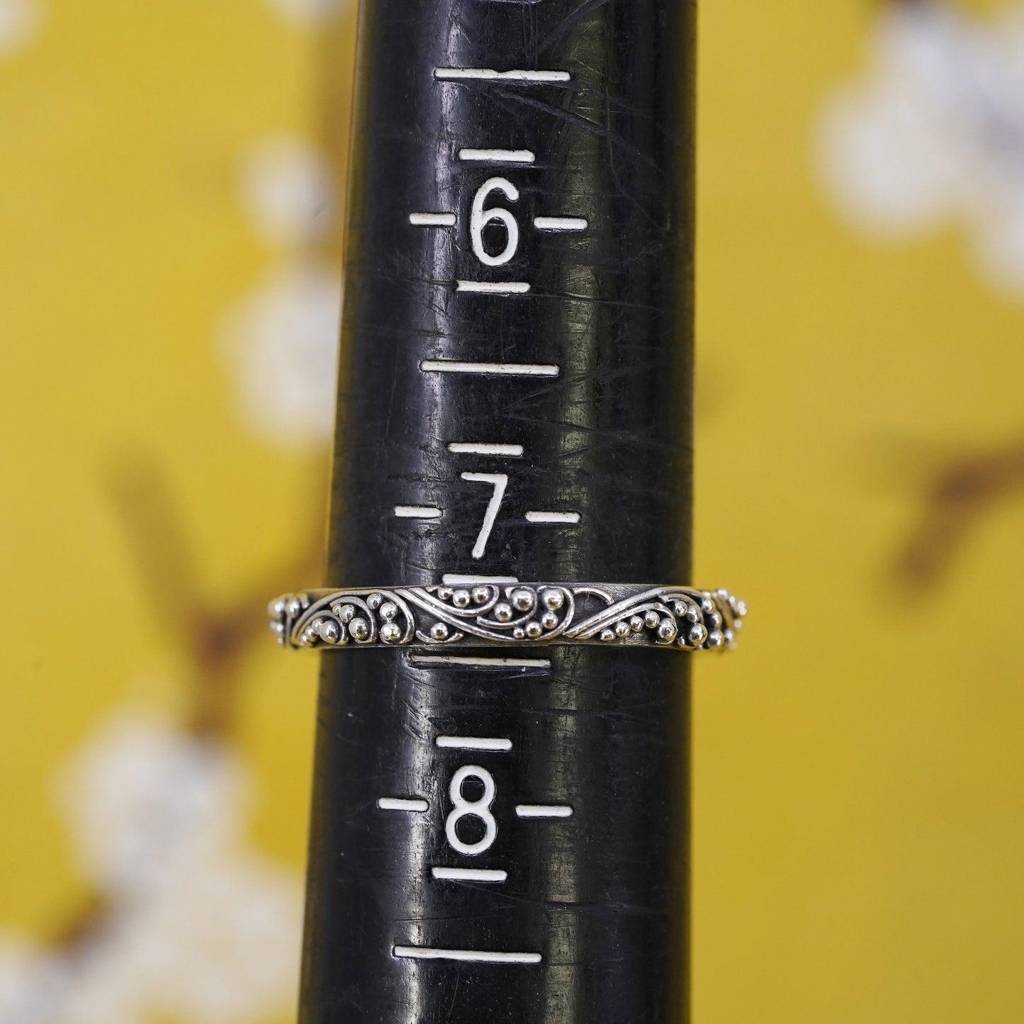 Size 7.25, Lori Bonn Sterling 925 silver handmade ring, 925 swirly beads band