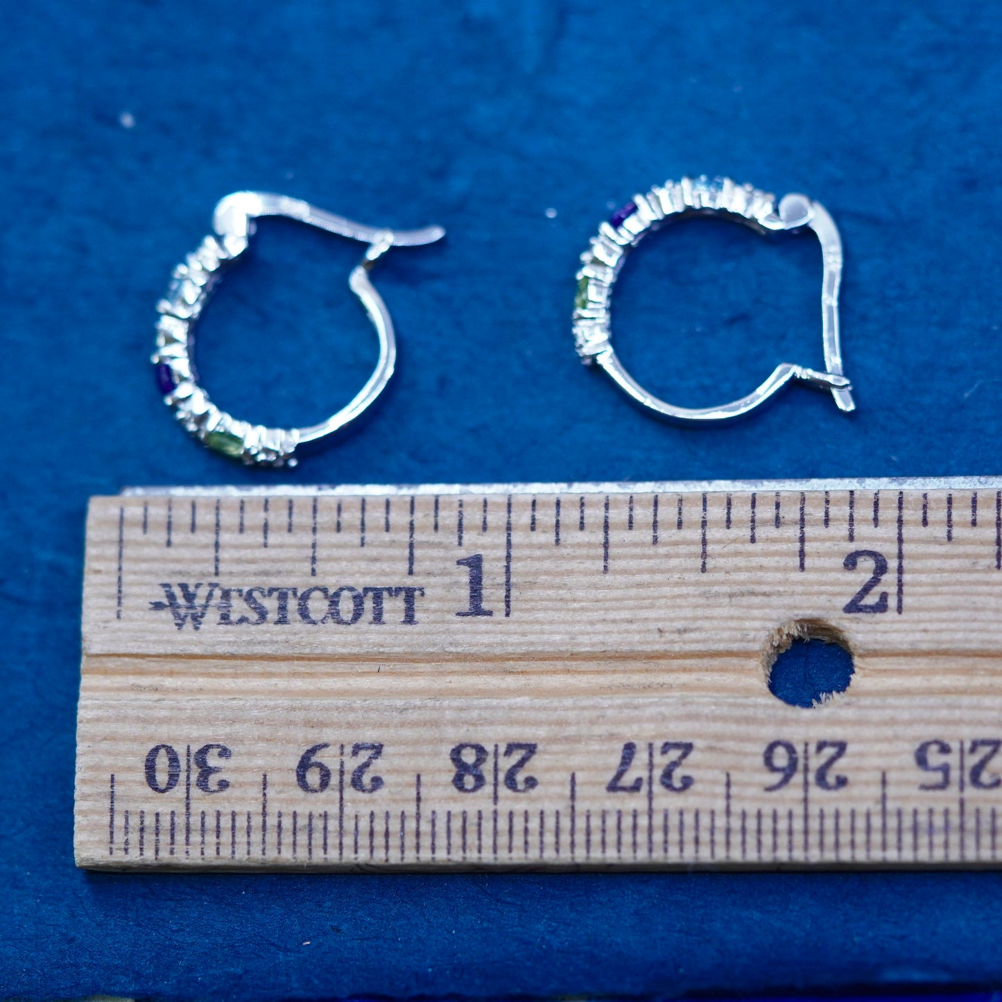 0.5”, Sterling silver hoop earrings, 925 huggie diamond amethyst topaz peridot