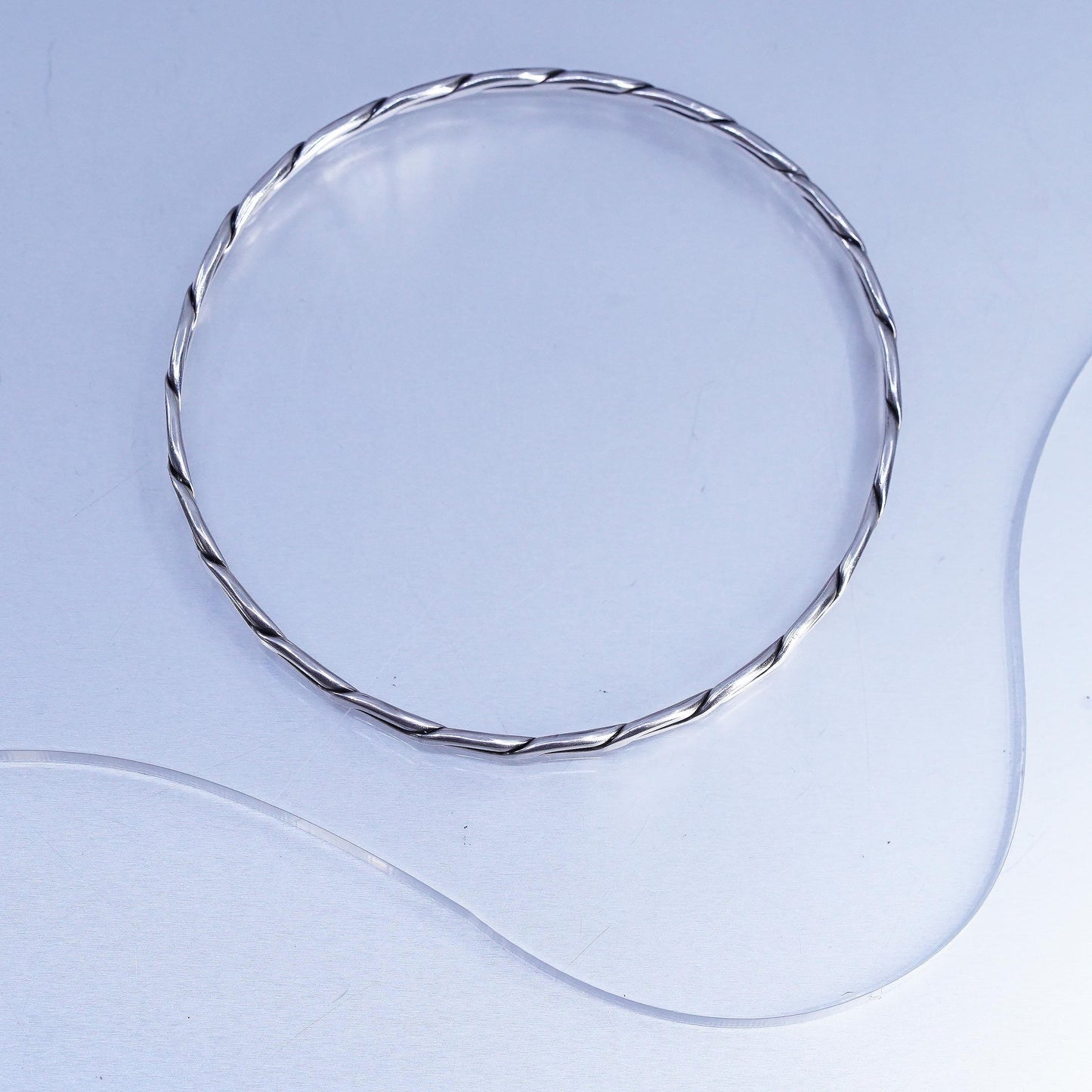 8", Vintage Sterling 925 silver bracelet, stackable woven braided cable bangle