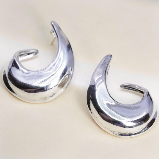 925 Sterling Silver Chunky Swirl Earrings, Bold Studs 14K yellow gold posts