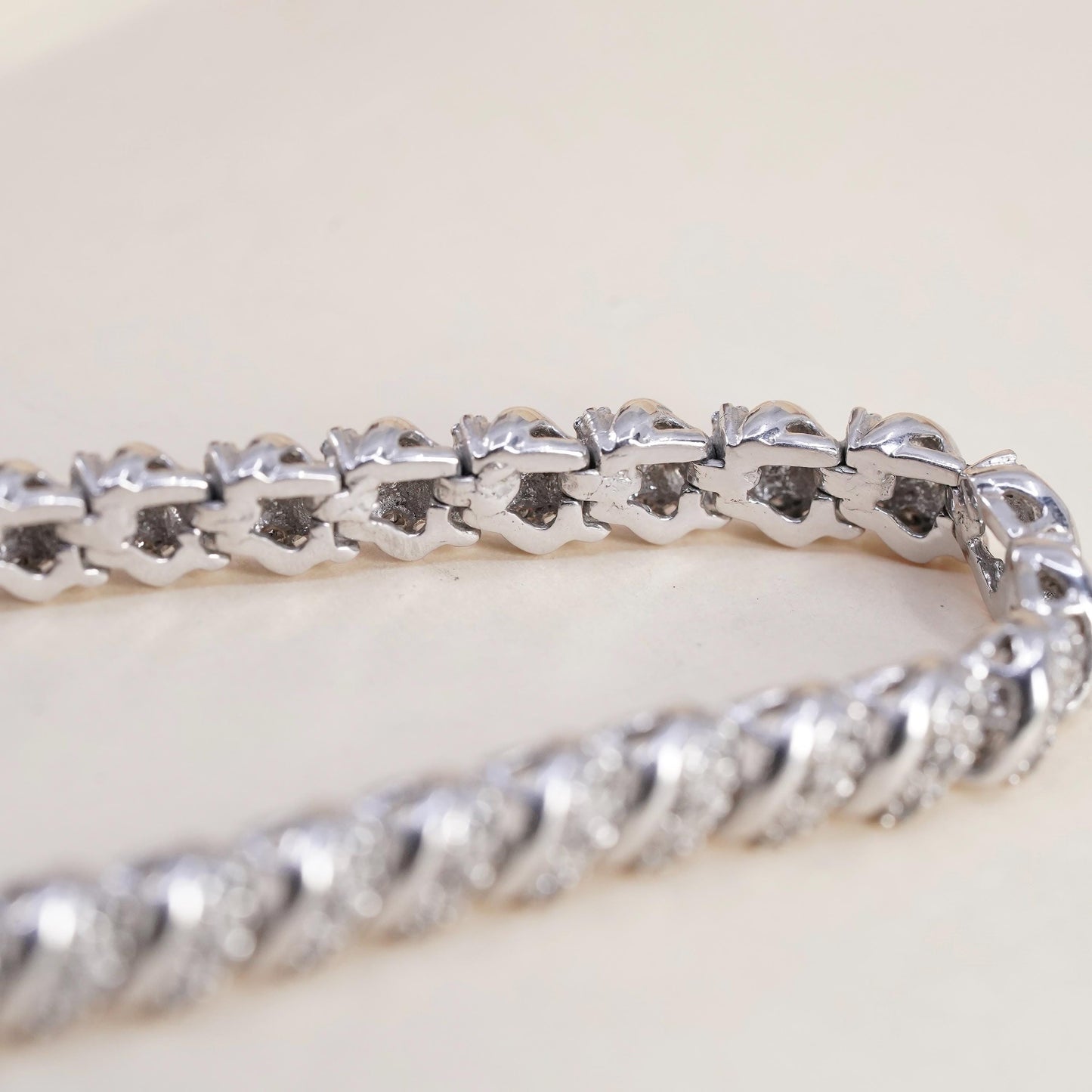 7.25", sterling silver tennis bracelet, 925 San Marco 1/2 TW cluster diamond
