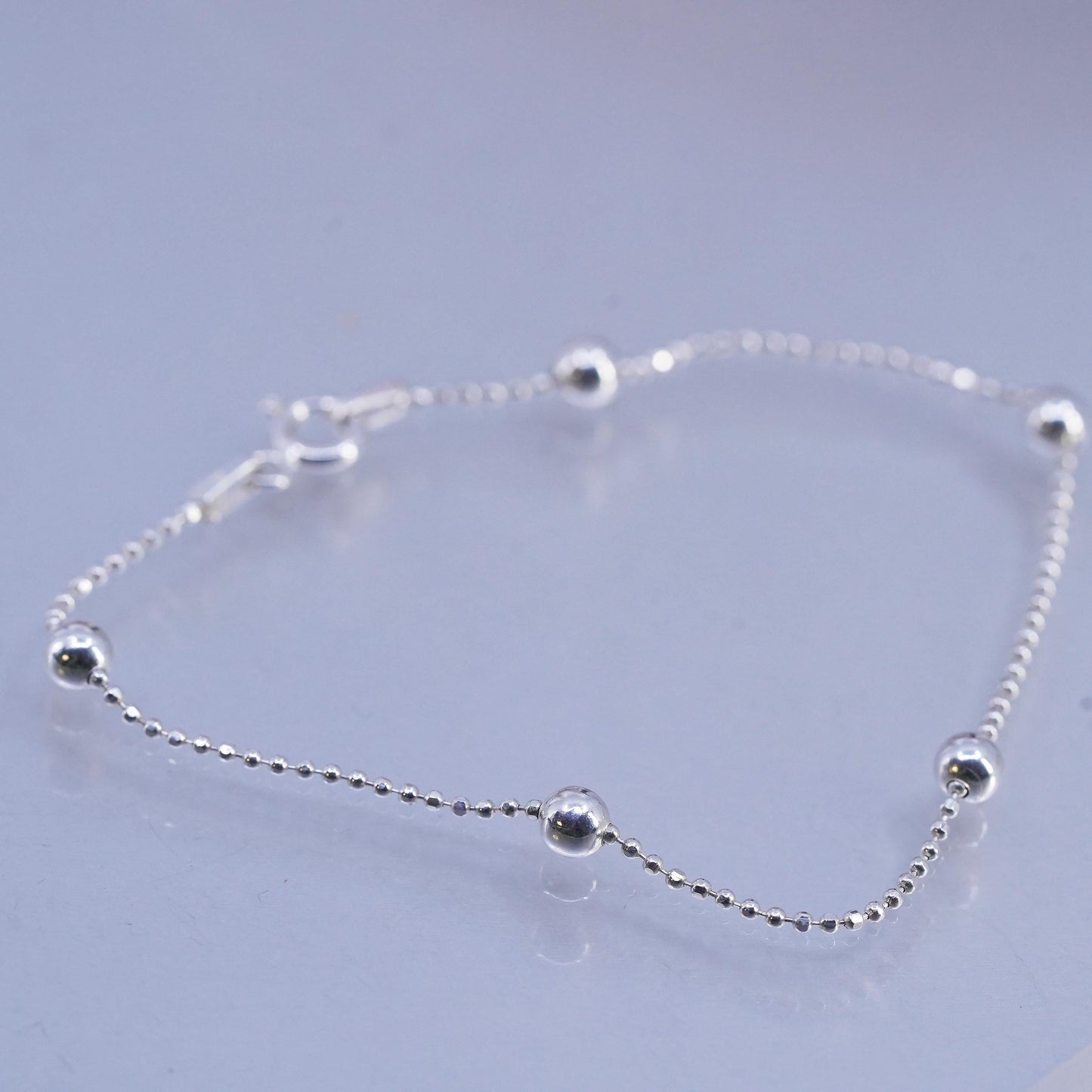 7", vintage Italian Sterling 925 silver circle bracelet with beads