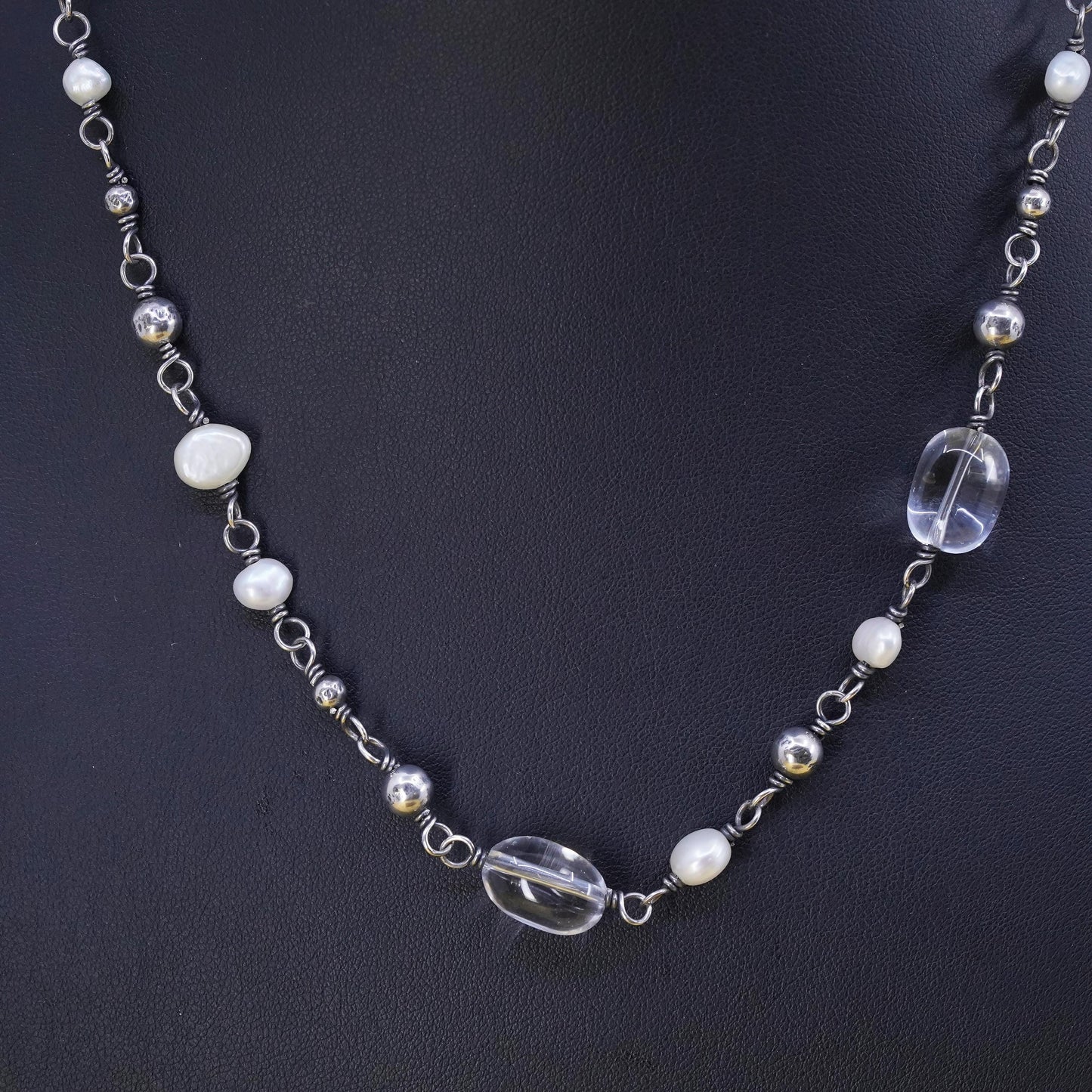 16+2” Silpada N1602 Freshwater Pearl, Crystal Quartz & Sterling 925 Silver Bead