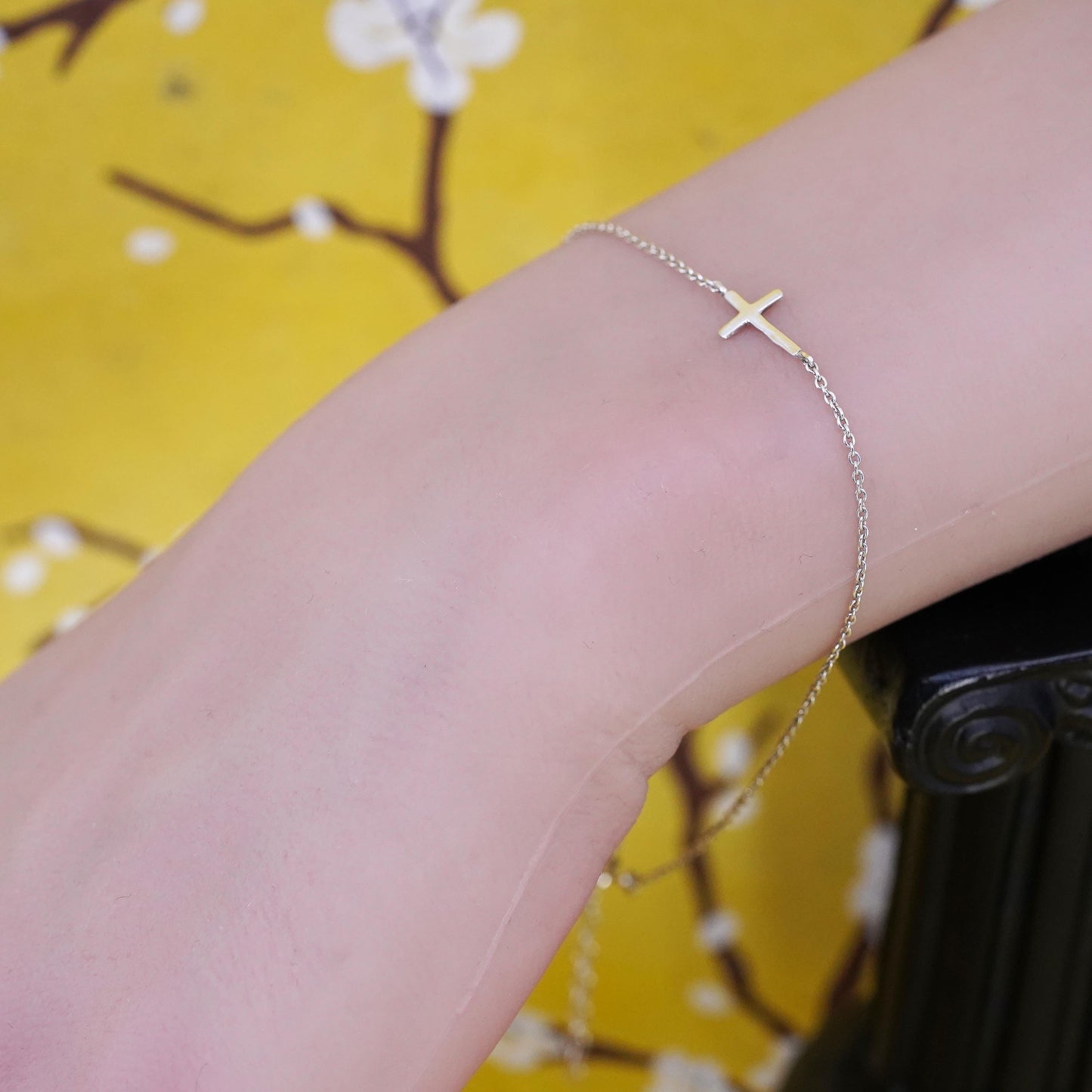 8+1", Vintage Sterling silver handmade bracelet, 925 chain with cross charm