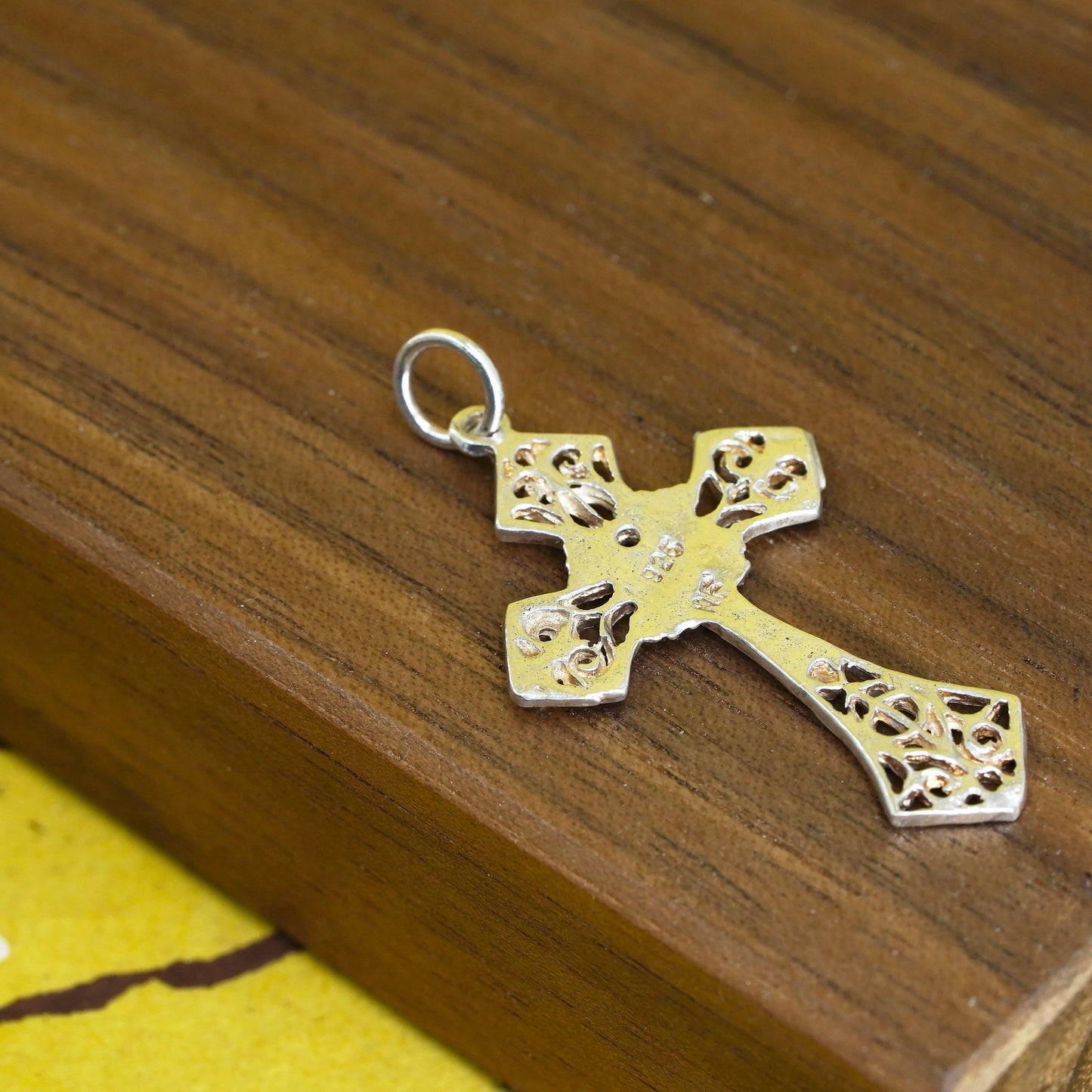 Vintage Sterling Silver Handmade Pendant, filigree 925 cross