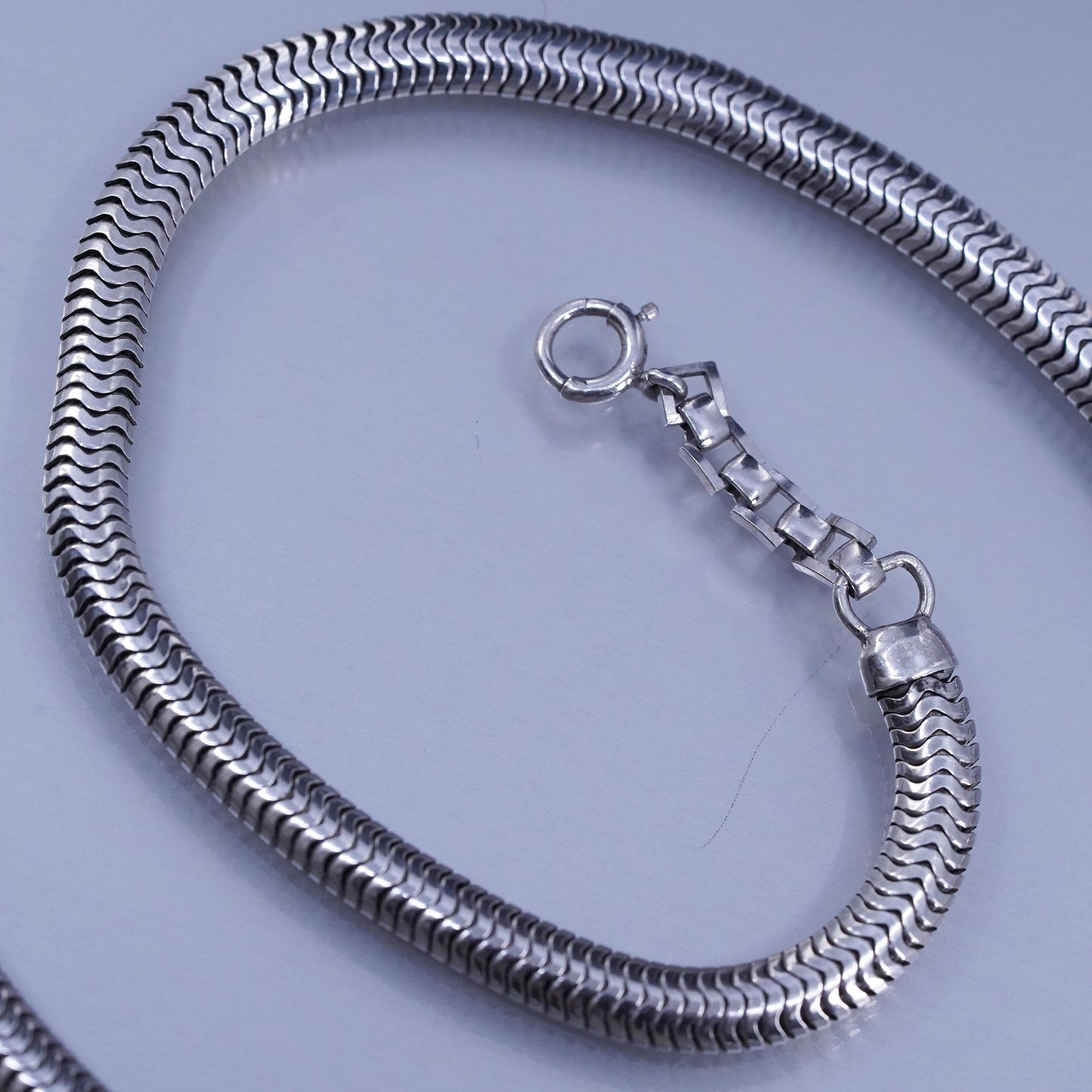 16” 5mm, Vintage Forstner Thick Sterling 925 Silver Snake Choker Necklace