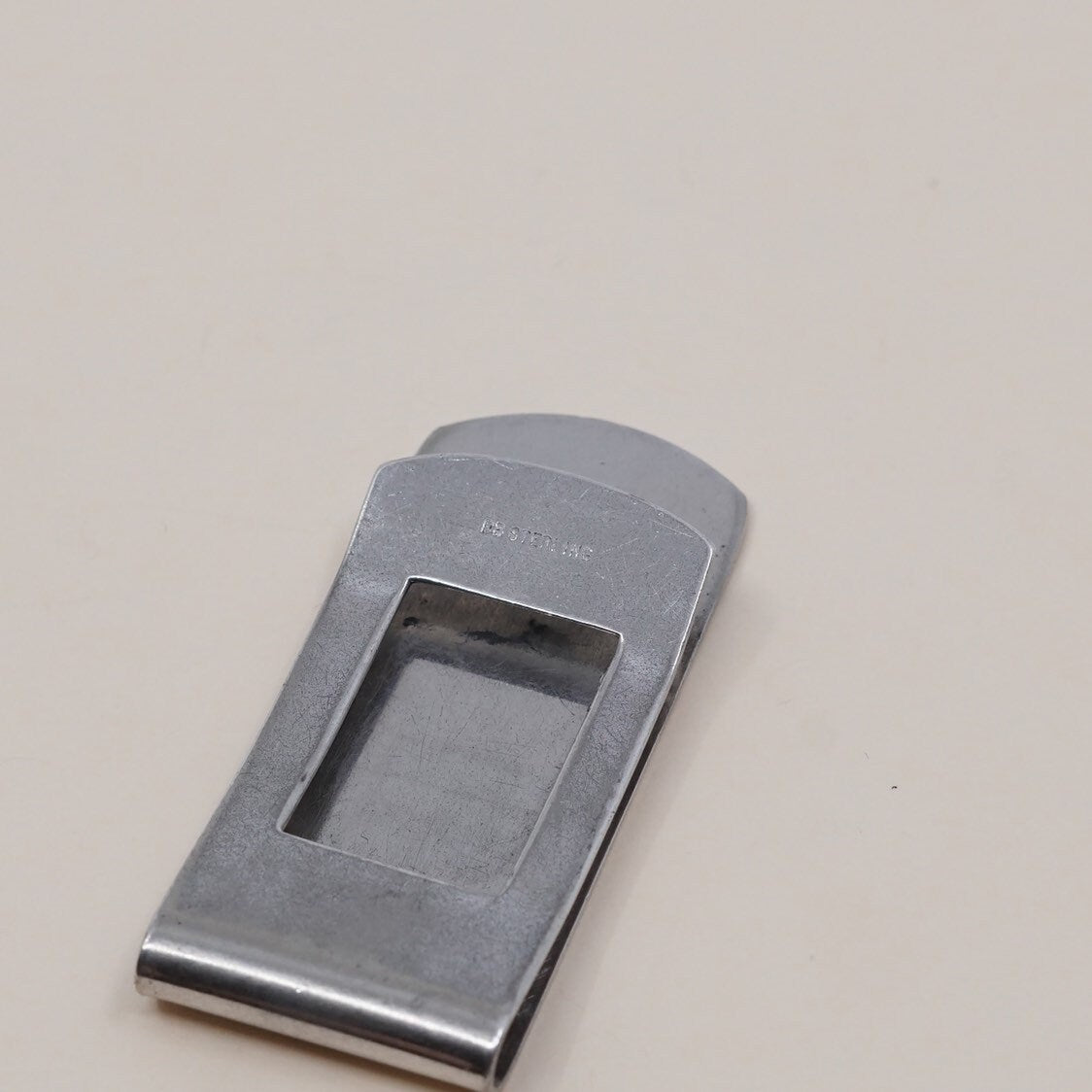 Vintage sterling silver handmade money clip, solid 925 silver money clip with monogram “JAB” engraved, stamped sterling