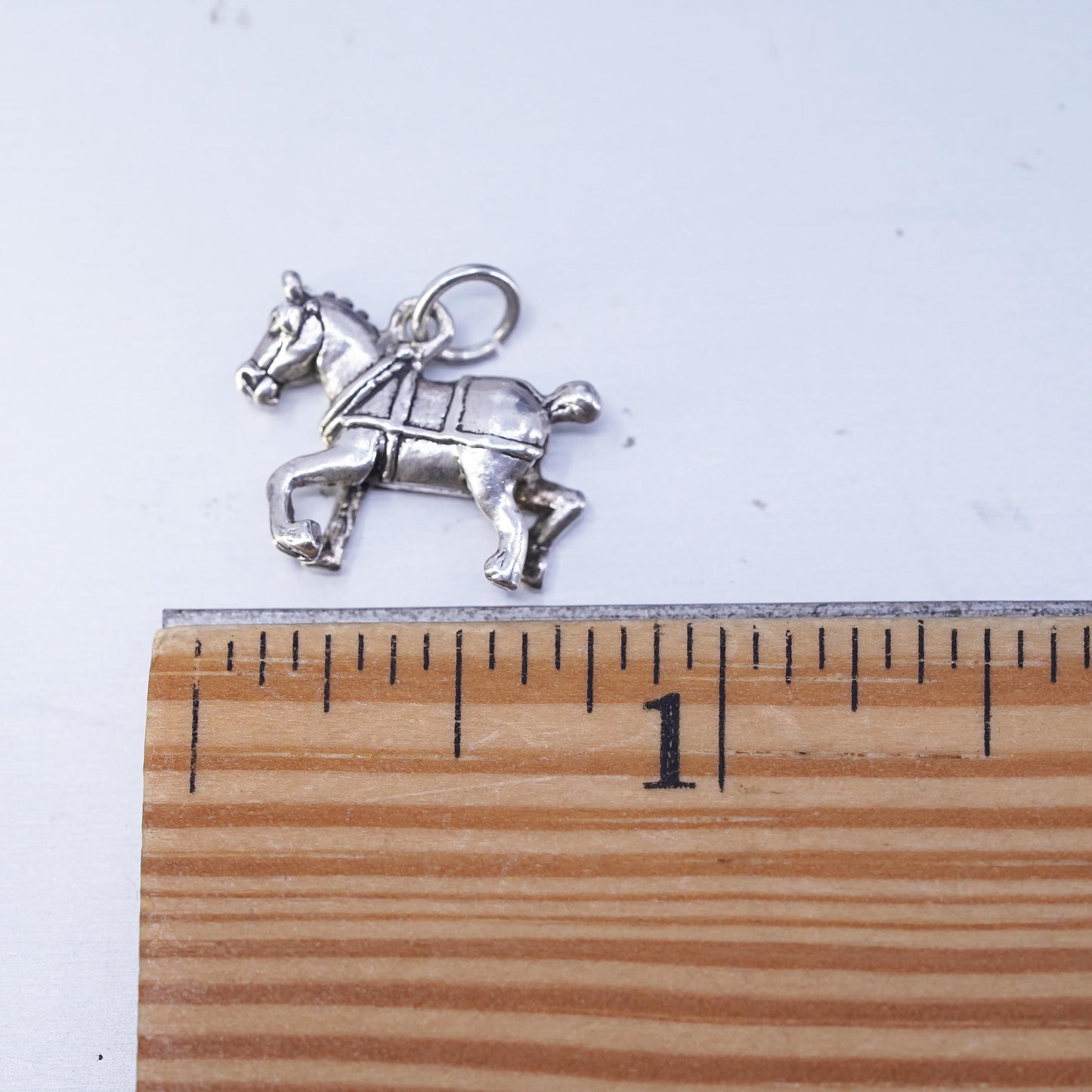 Vintage Sterling silver handmade simple 925 running horse, Stamped sterling